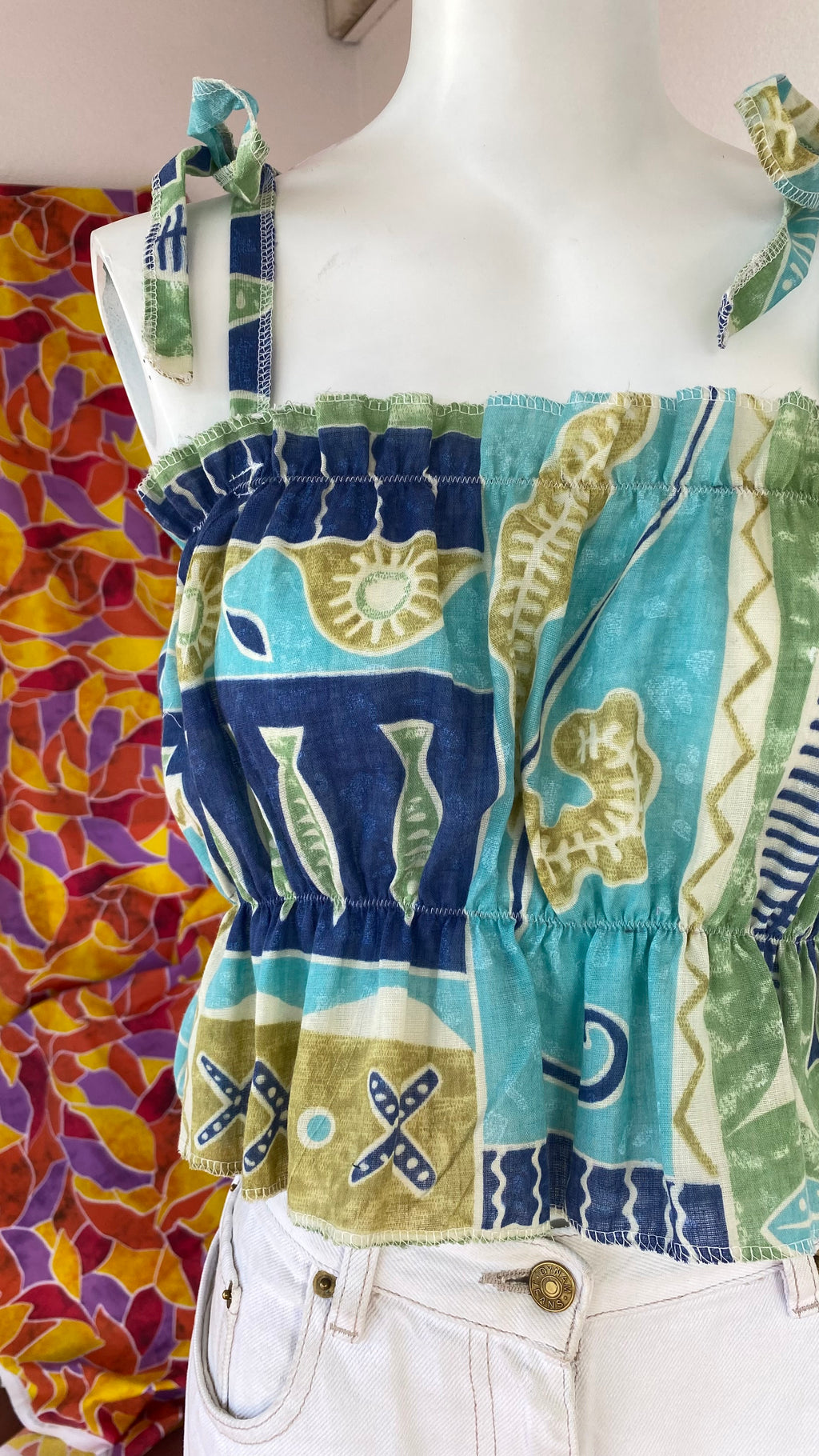 P'tis Ôh • Taille M  • Haut bandeau tons bleu motifs poissons