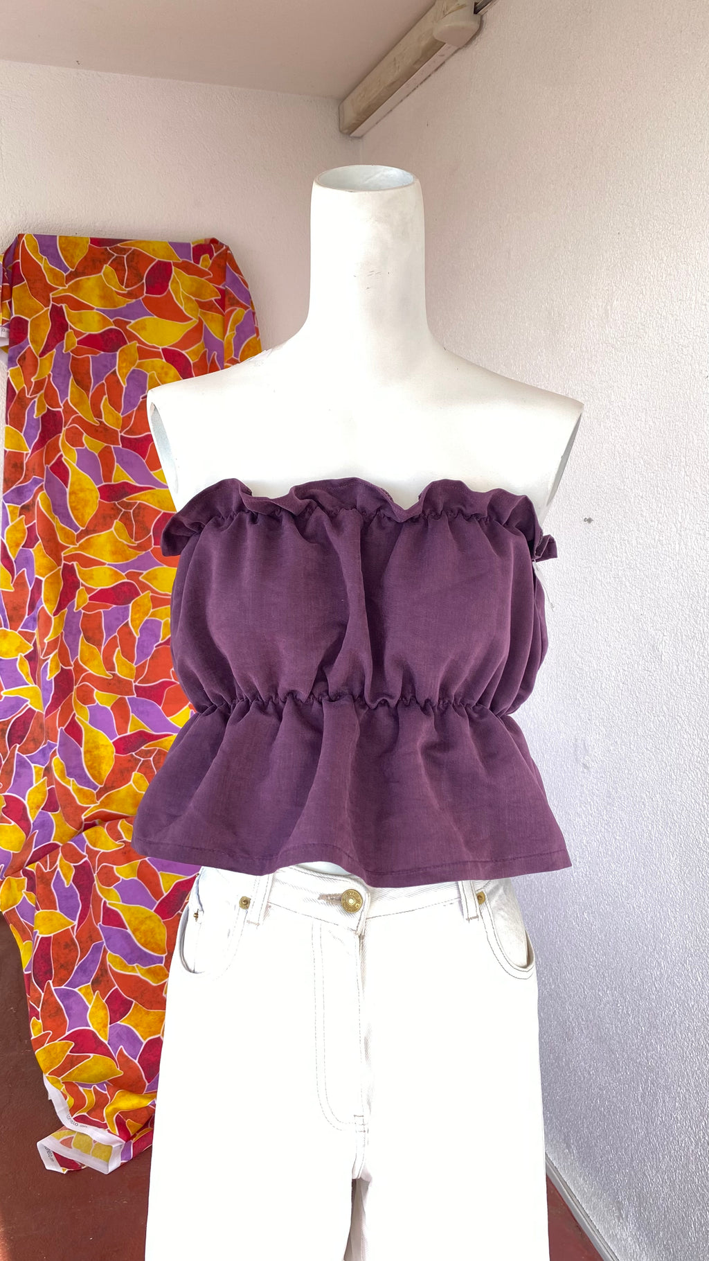 .P'tis Ôh • Taille L  • Haut bandeau suédine prune violet