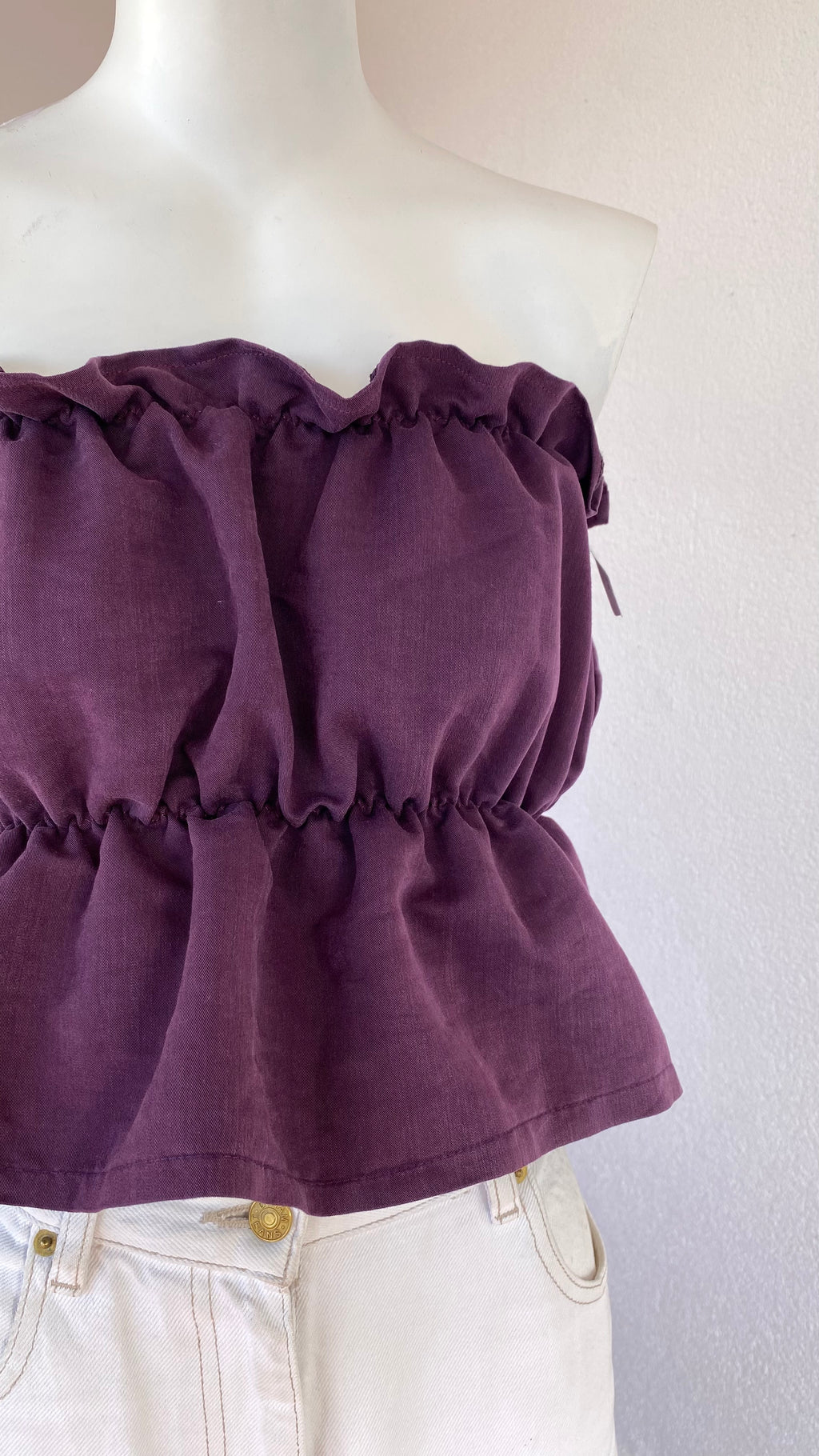 .P'tis Ôh • Taille L  • Haut bandeau suédine prune violet