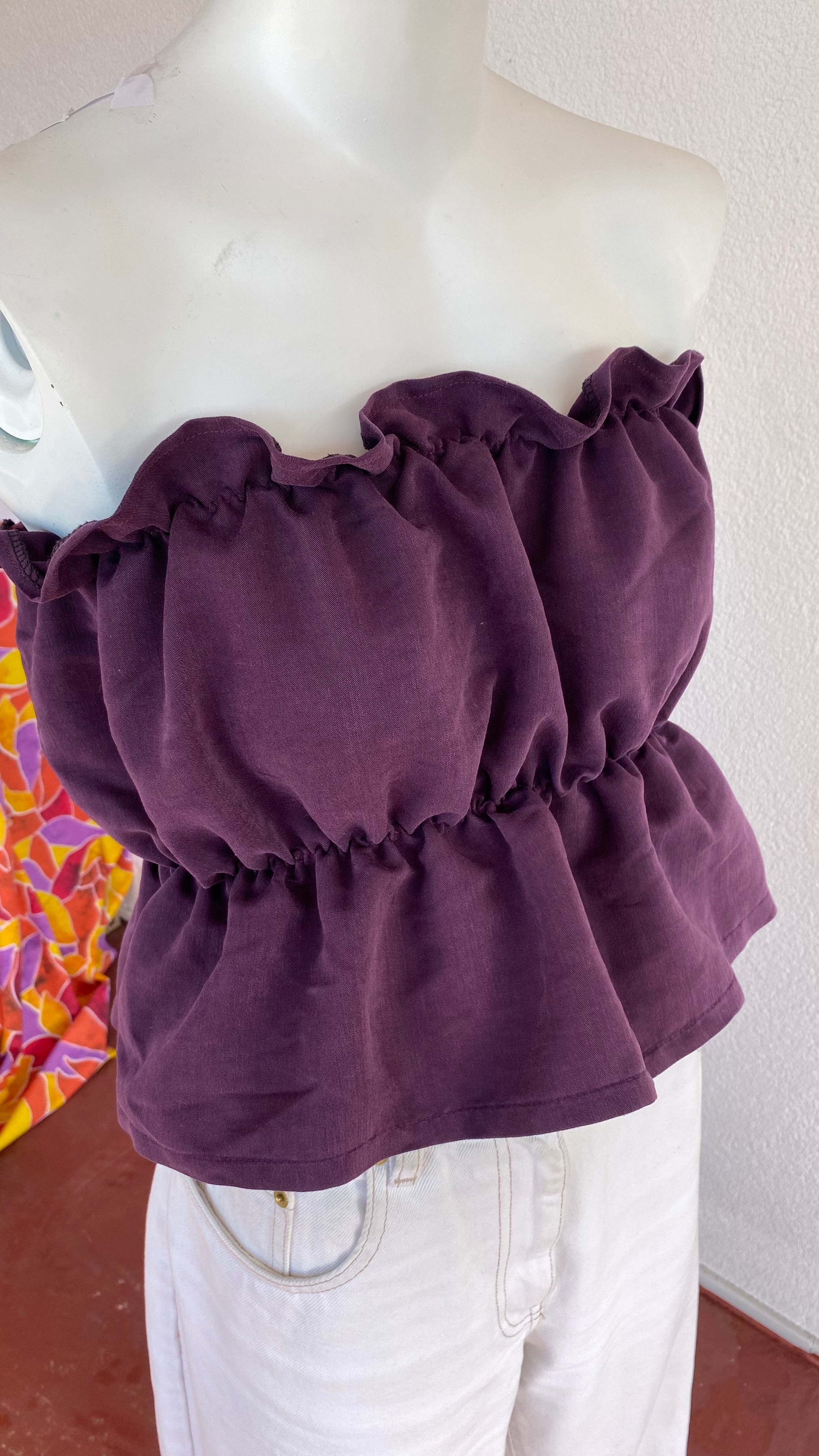 .P'tis Ôh • Taille L  • Haut bandeau suédine prune violet