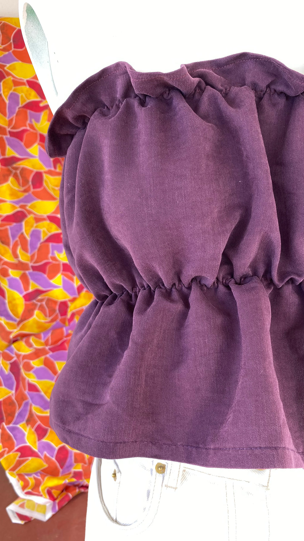 .P'tis Ôh • Taille L  • Haut bandeau suédine prune violet