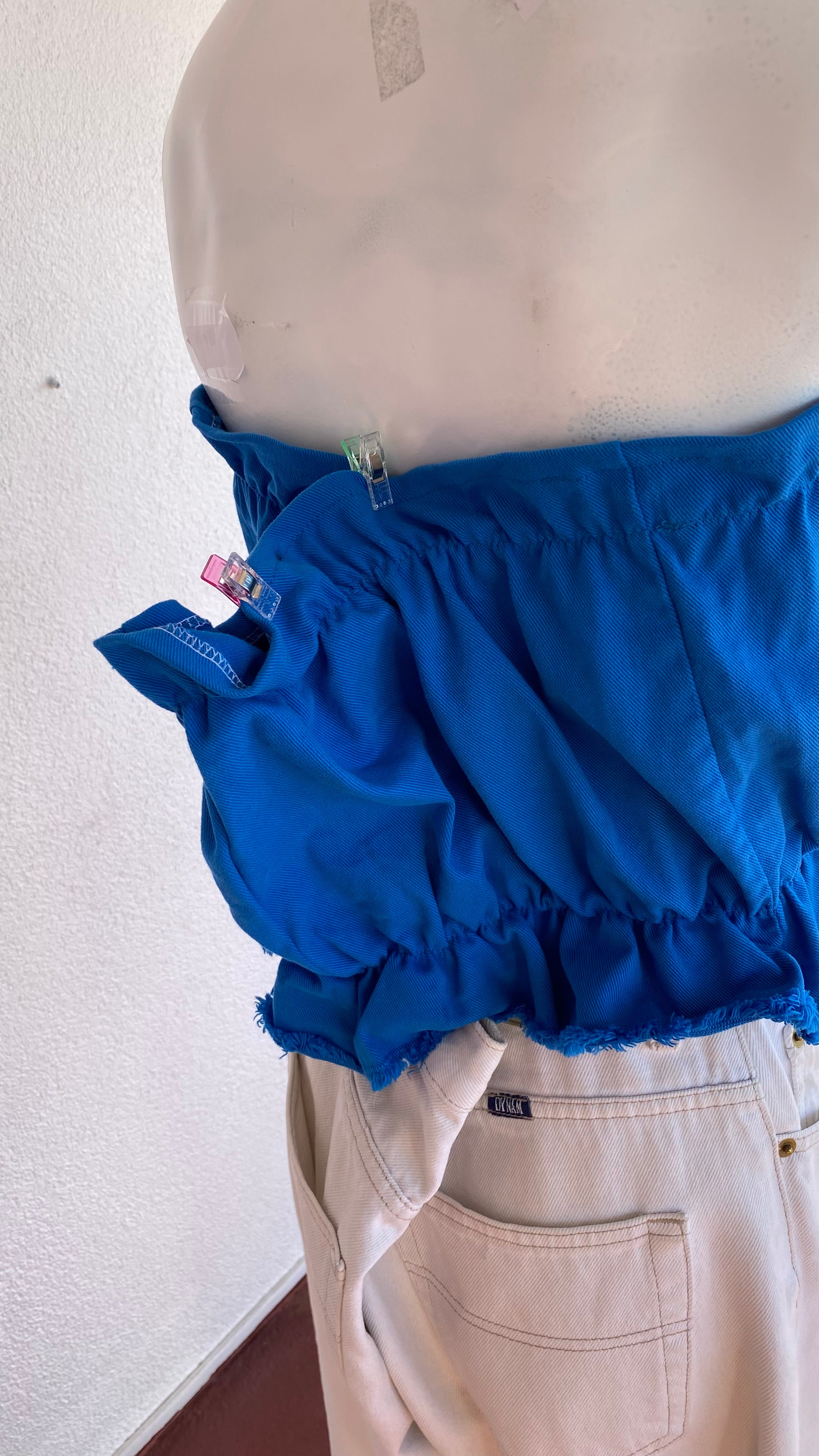 P'tis Ôh • Taille XL  • Haut bandeau bleu électrique matière jeans