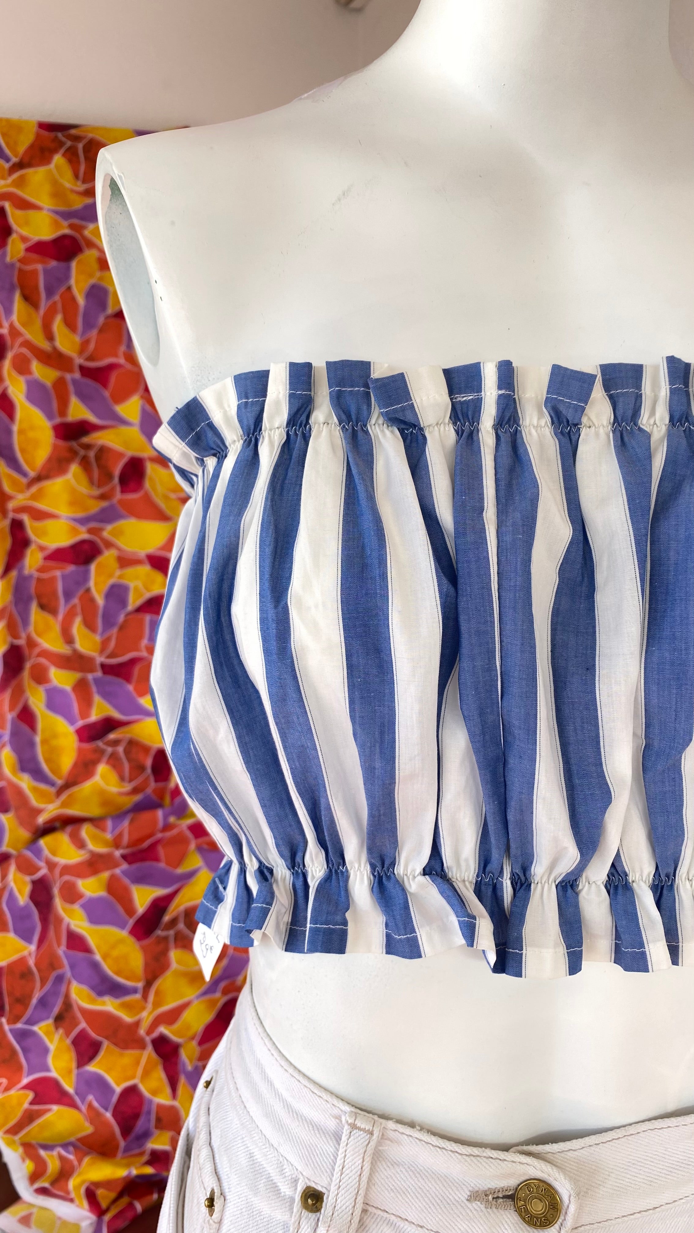 P'tis Ôh • Taille L  • Haut bandeau grosses rayures bleu et blanches