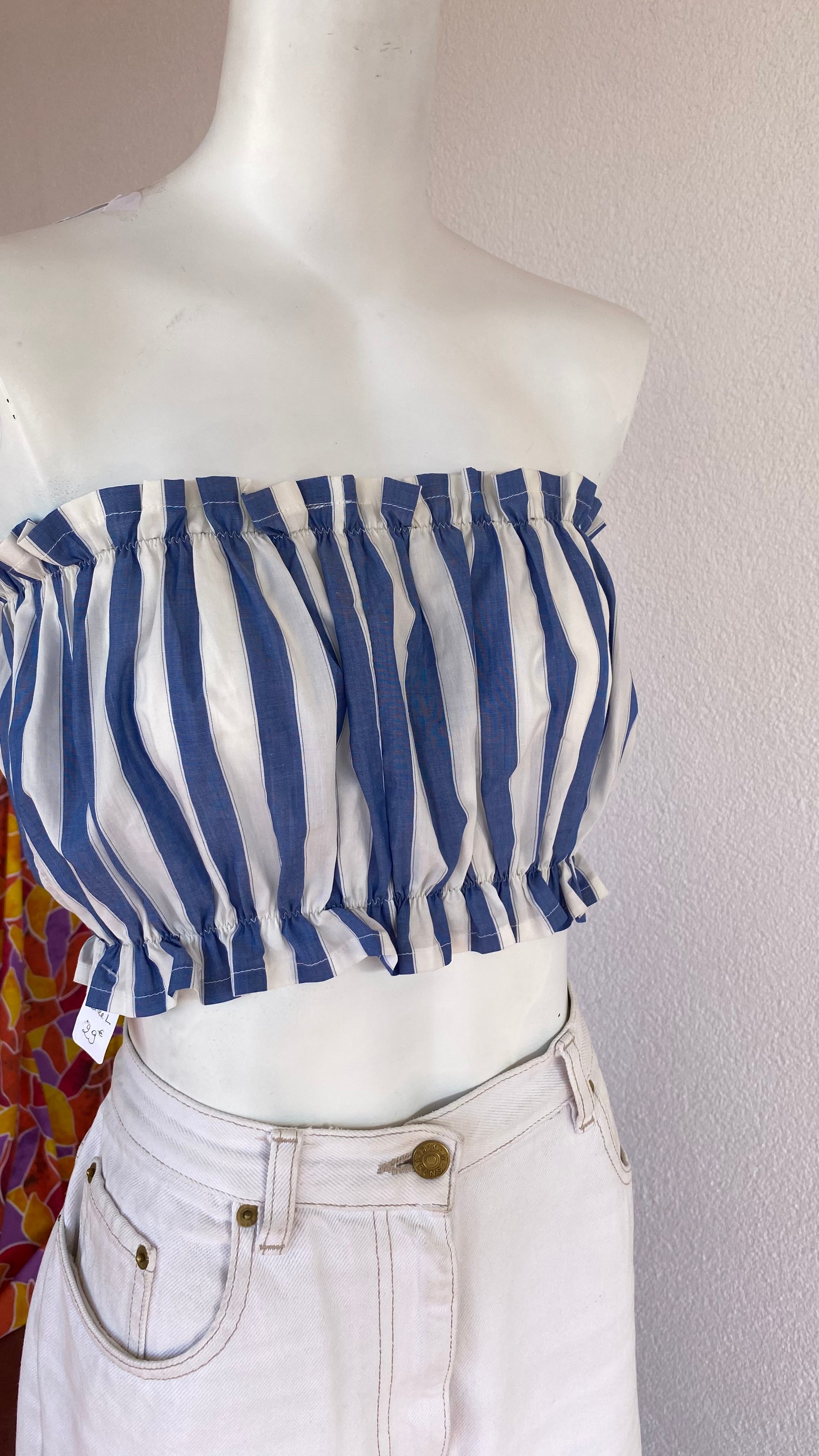 P'tis Ôh • Taille L  • Haut bandeau grosses rayures bleu et blanches