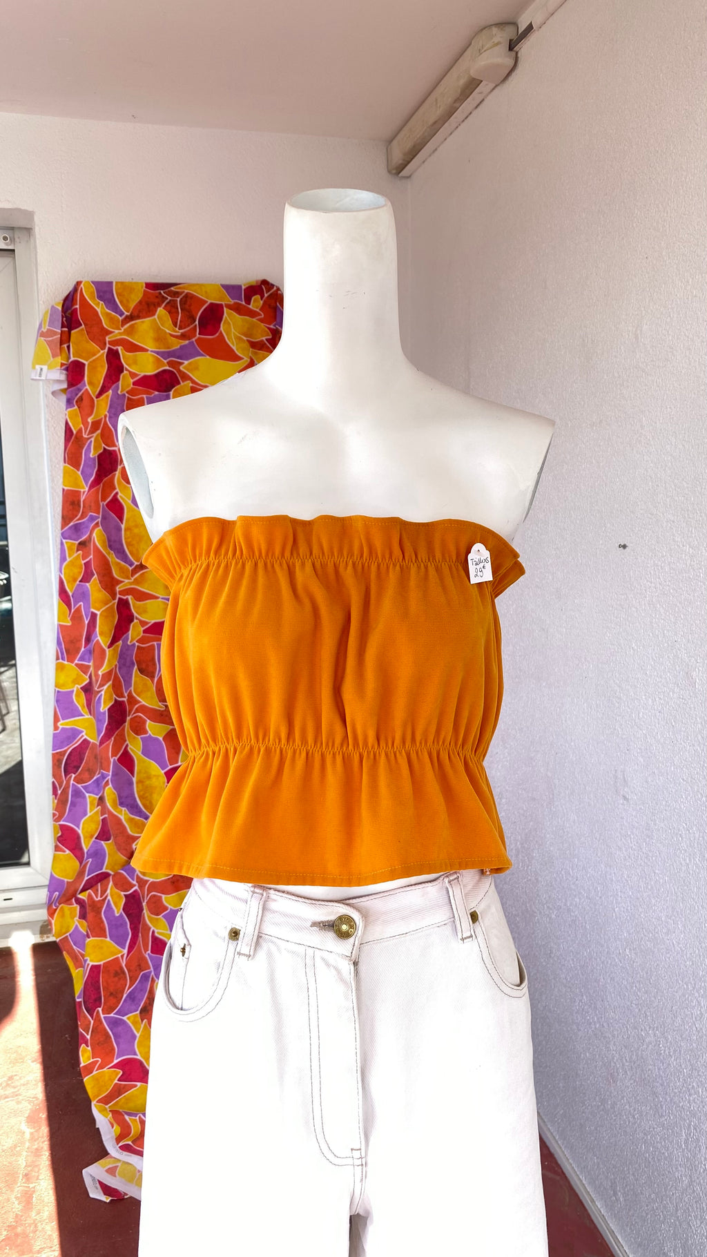 P'tis Ôh • Taille XS  • Haut bandeau suédine orange