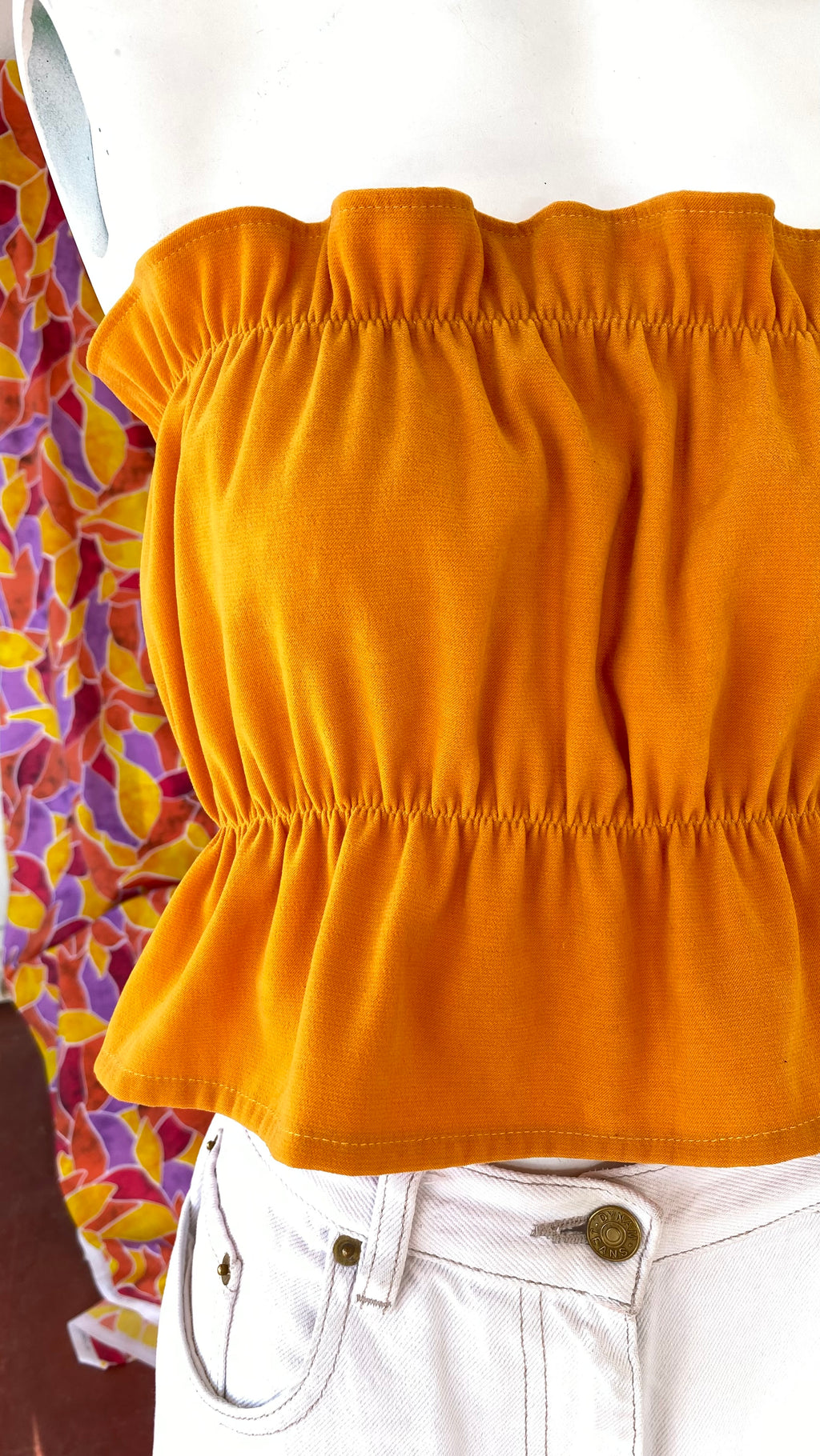 P'tis Ôh • Taille XS  • Haut bandeau suédine orange