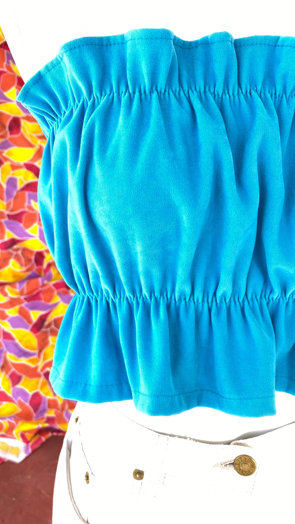 P'tis Ôh • Taille XS  • Haut bandeau suédine bleu turquoise