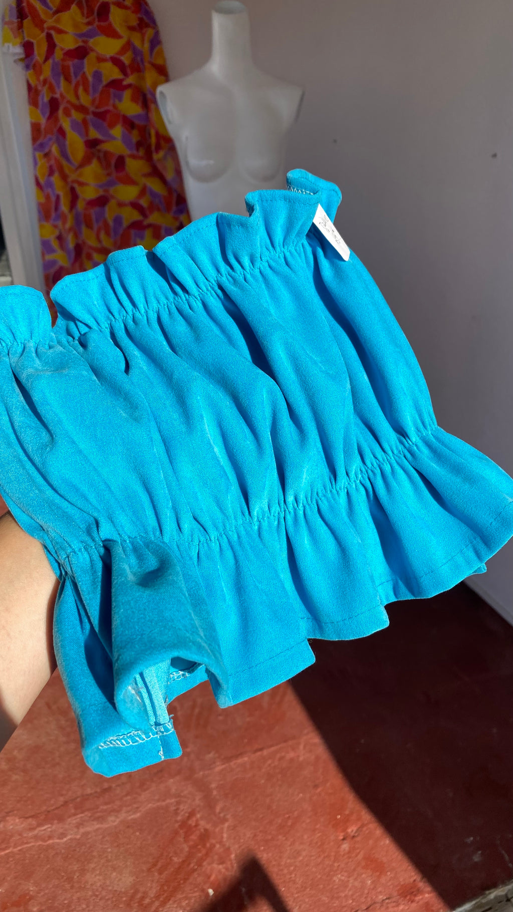 P'tis Ôh • Taille XS  • Haut bandeau suédine bleu turquoise