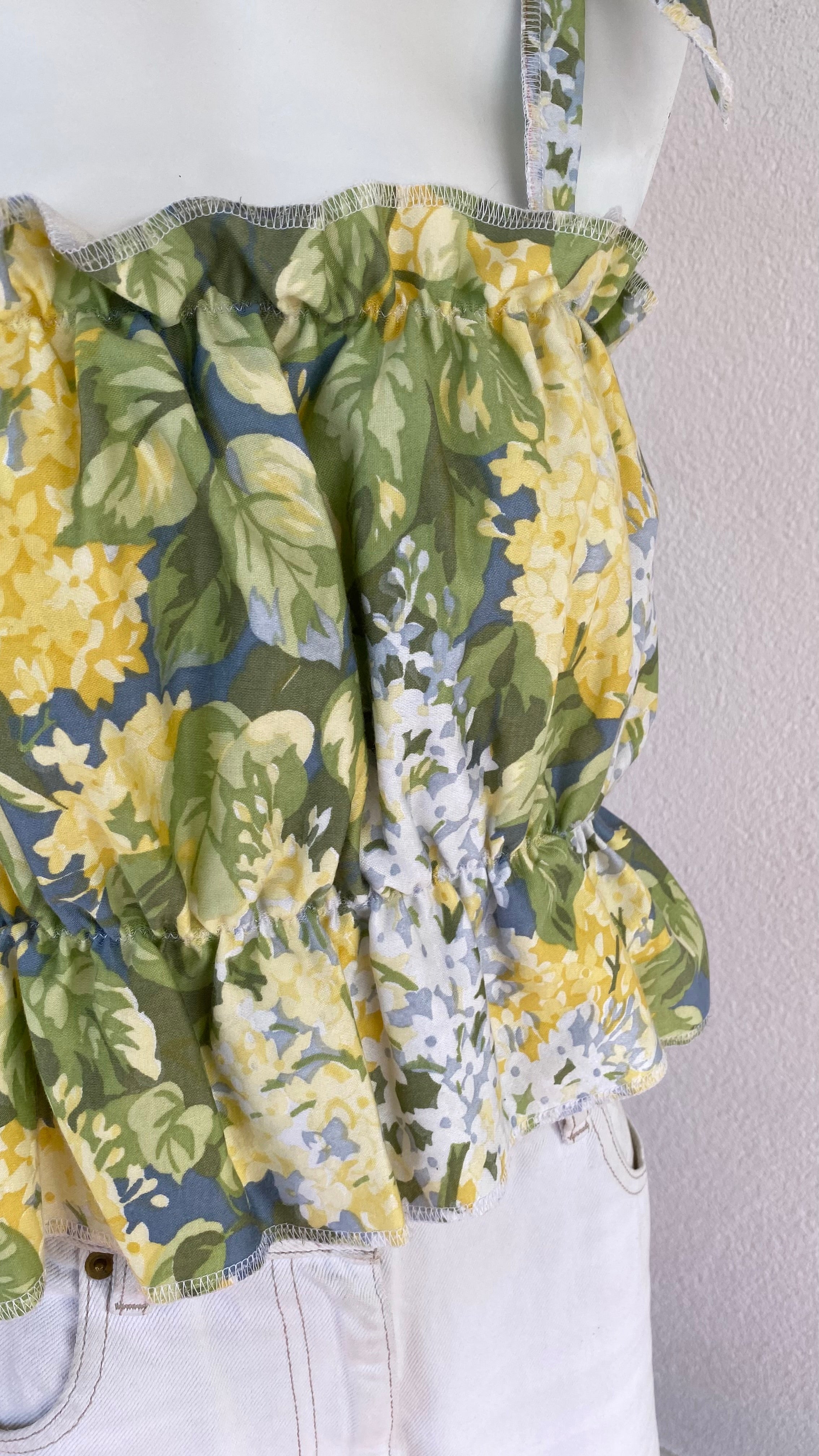 P'tis Ôh • Taille L  • Haut bandeau floral tons jaune vert gris