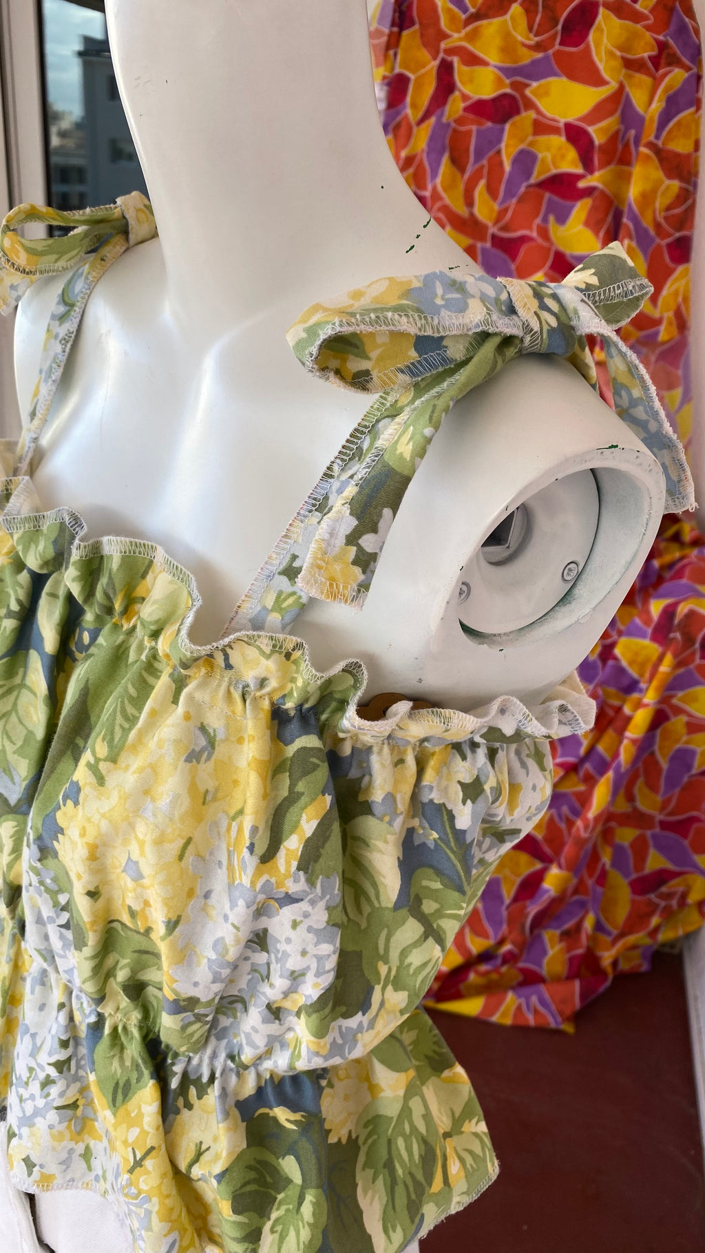 P'tis Ôh • Taille L  • Haut bandeau floral tons jaune vert gris