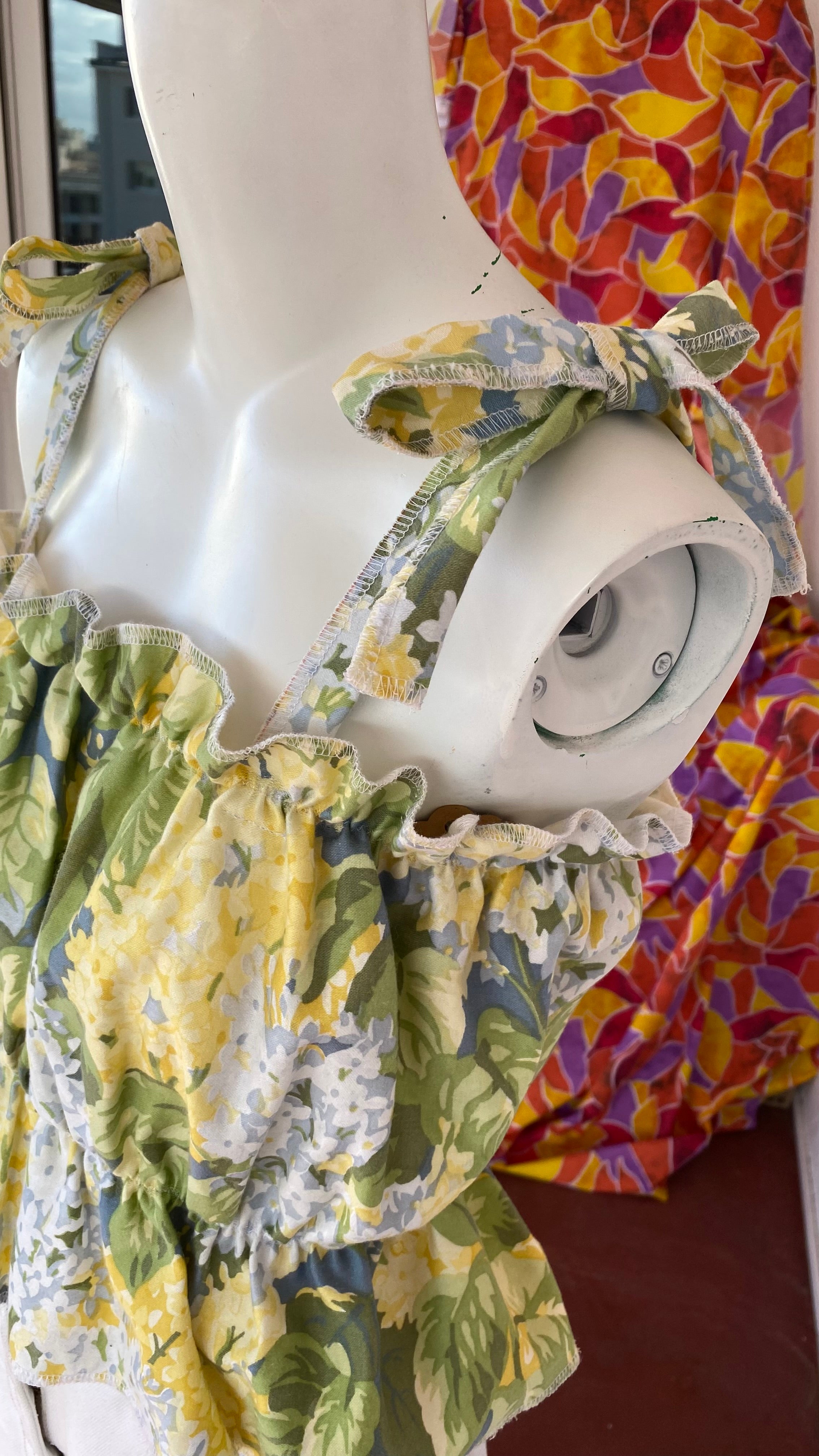 P'tis Ôh • Taille L  • Haut bandeau floral tons jaune vert gris