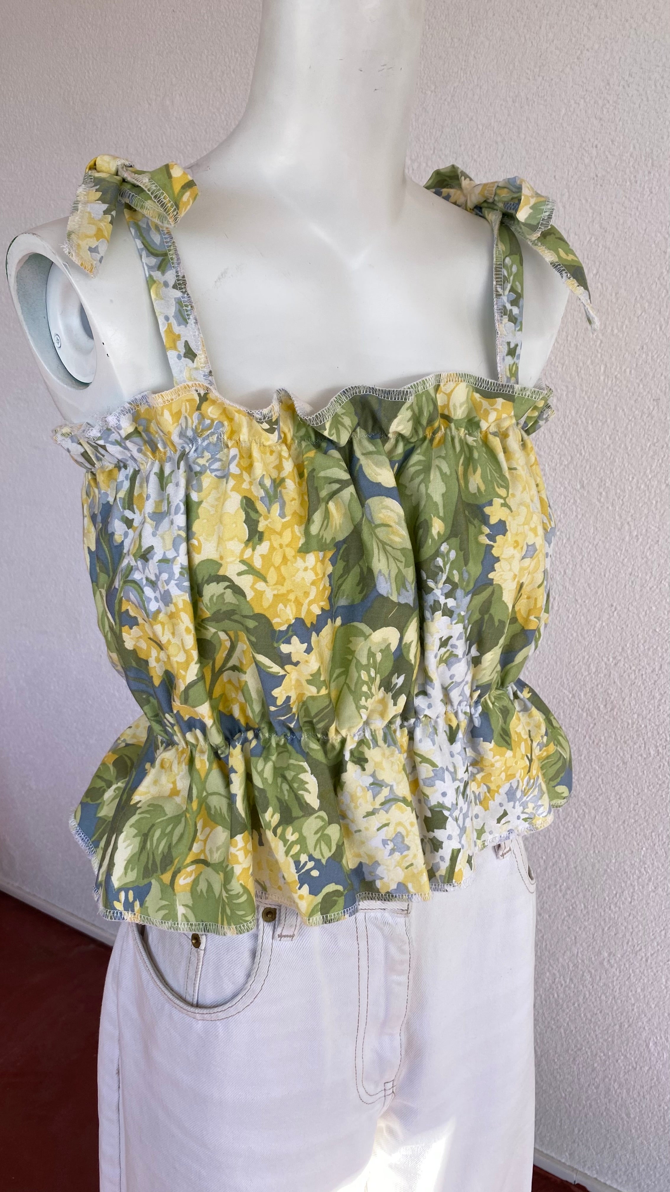 P'tis Ôh • Taille L  • Haut bandeau floral tons jaune vert gris