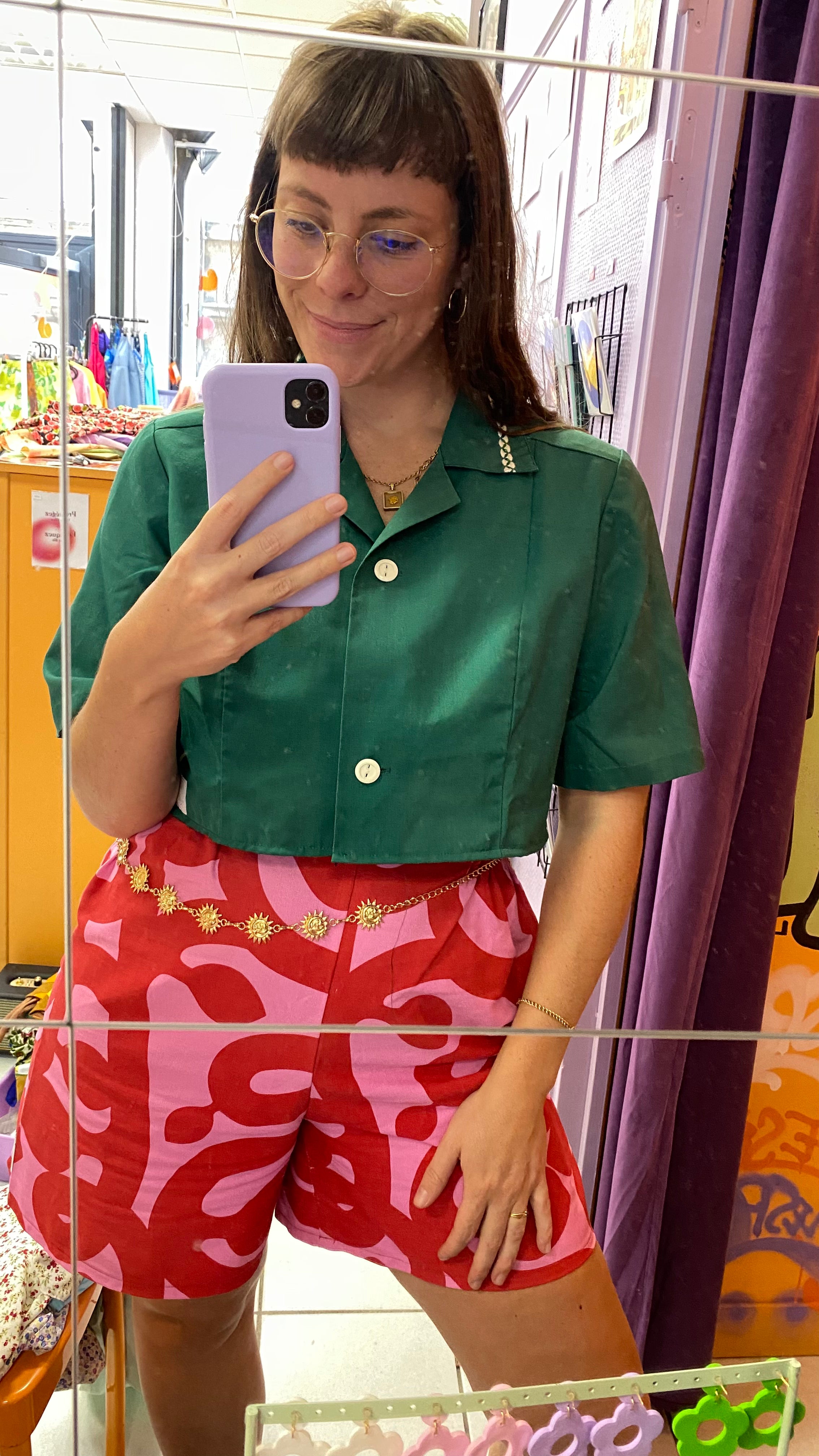 Cropped • T. 36 à 40 • Chemise crop top vert émeraude