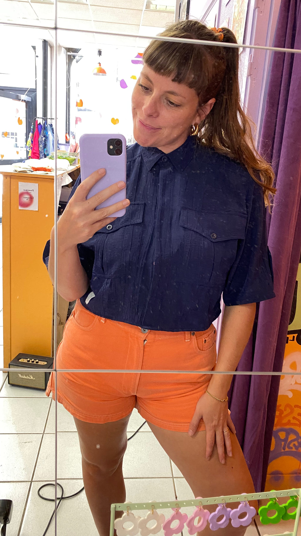 Cropped • T. 36 à 42 • Chemise crop top crépon bleue