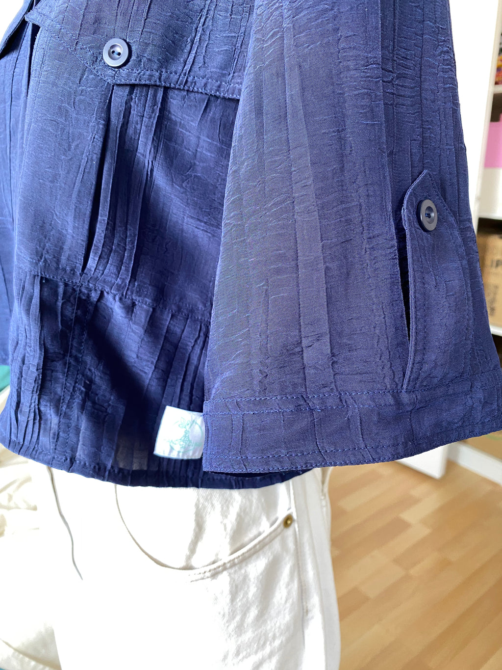 Cropped • T. 36 à 42 • Chemise crop top crépon bleue