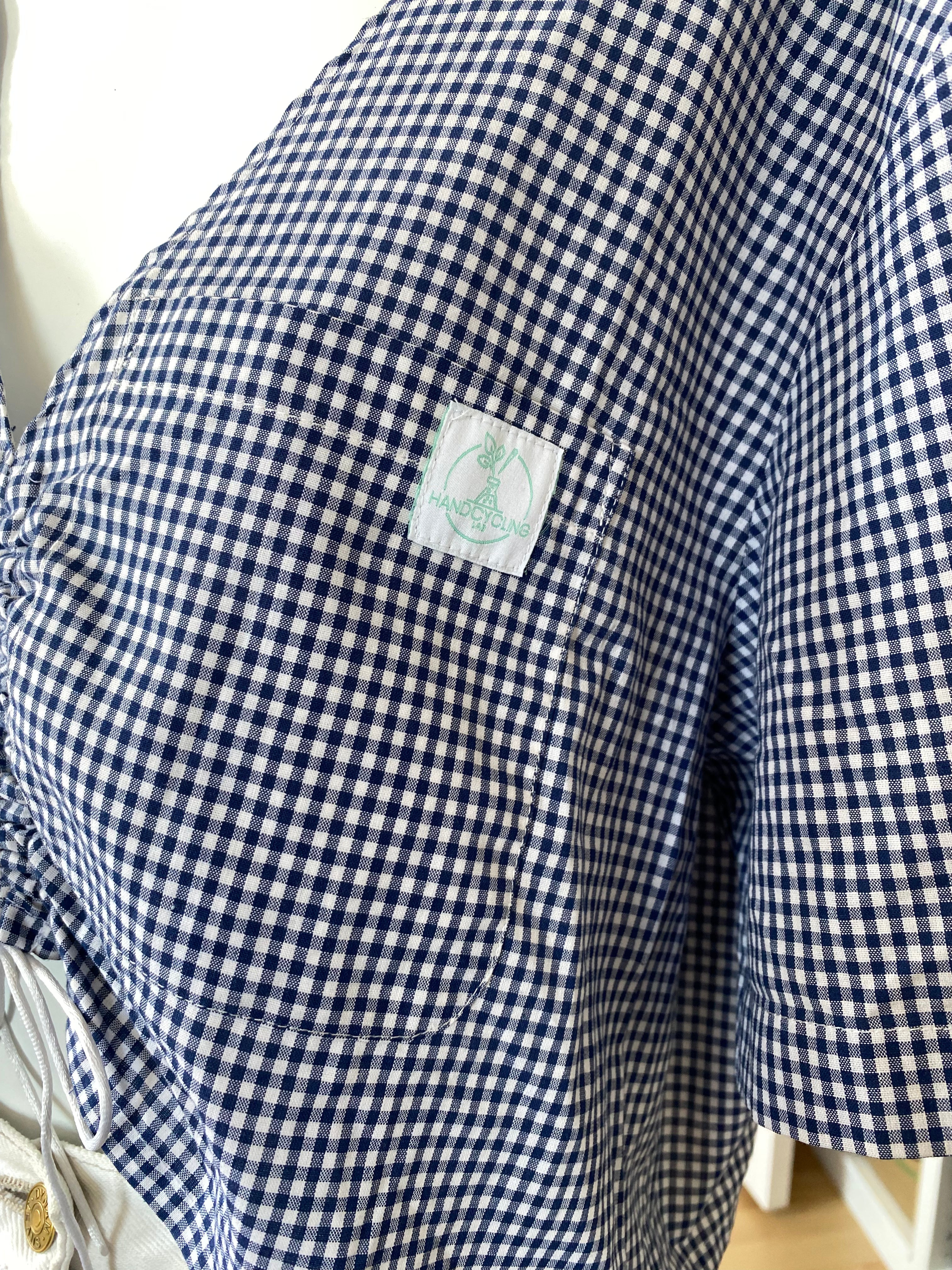 Monarque • T. 36 à 40 • Chemise/top papillon vichy bleu