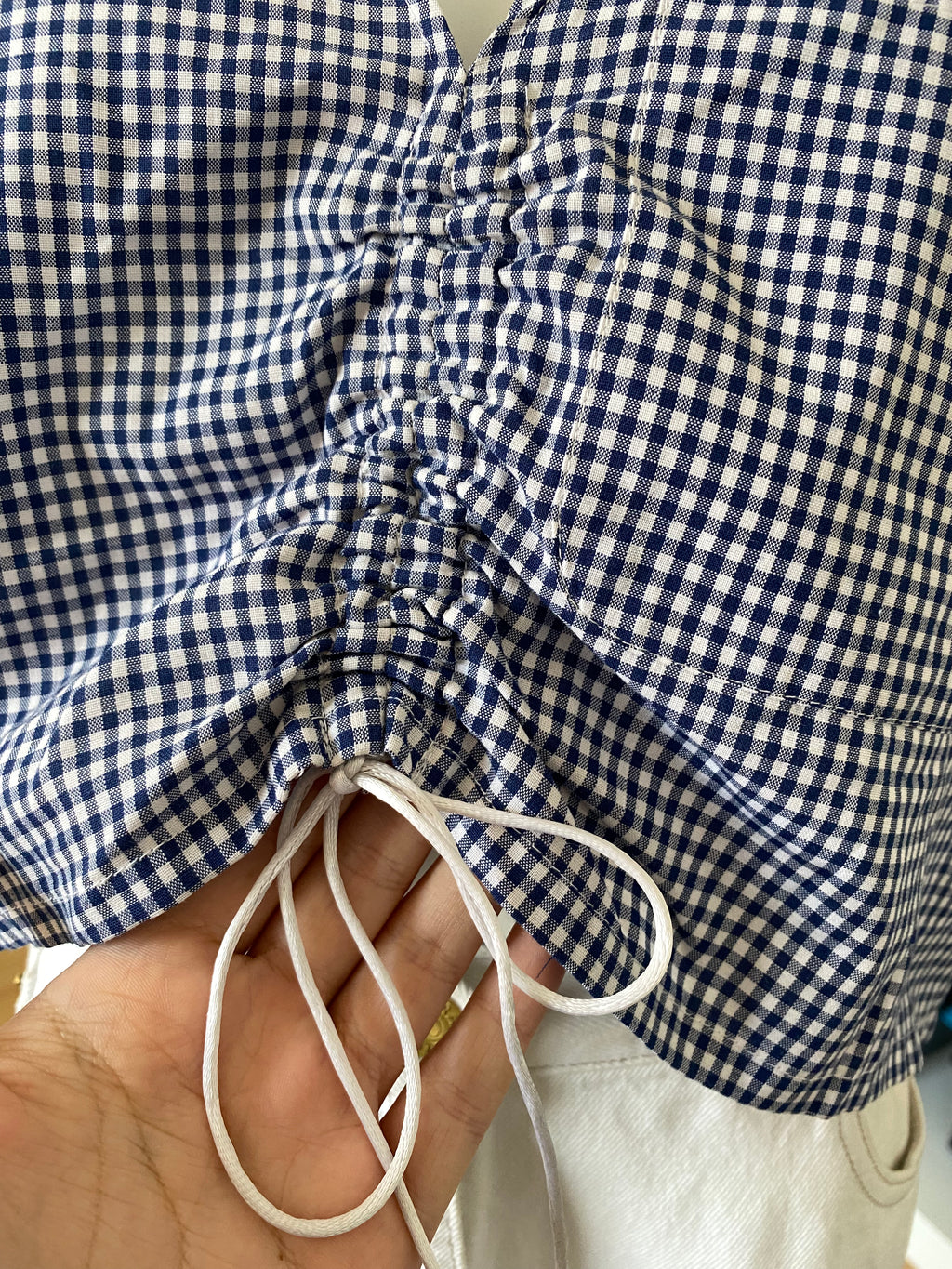 Monarque • T. 36 à 40 • Chemise/top papillon vichy bleu