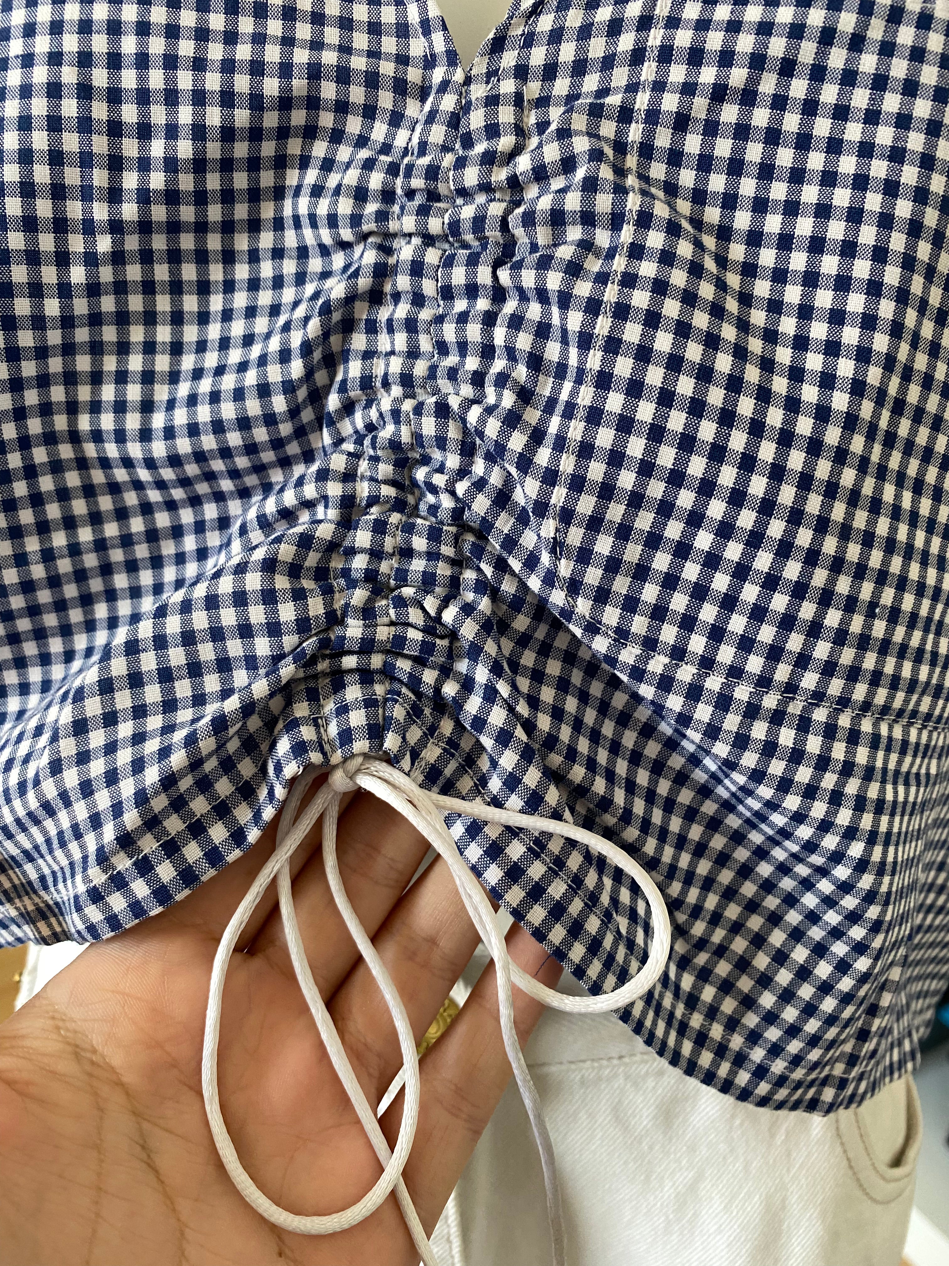 Monarque • T. 36 à 40 • Chemise/top papillon vichy bleu