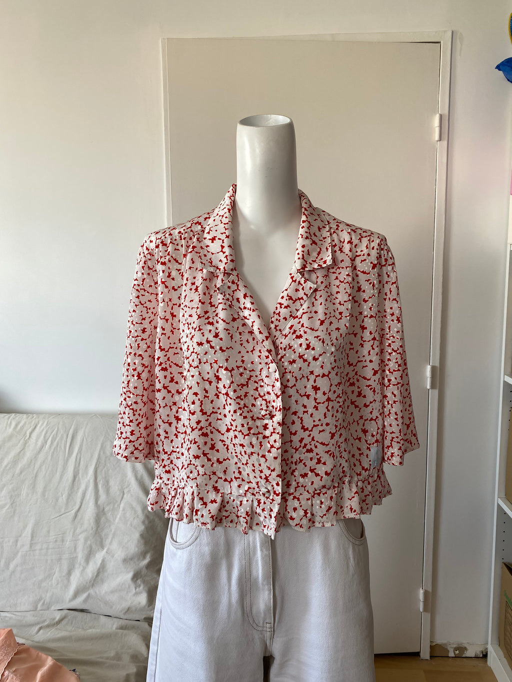 Froufrou • T. 36 à 40 • Chemise satiné points rouge