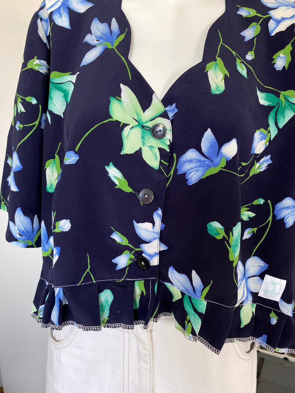 Froufrou • T. 38 à 44 • Chemise bleu fleurs verte