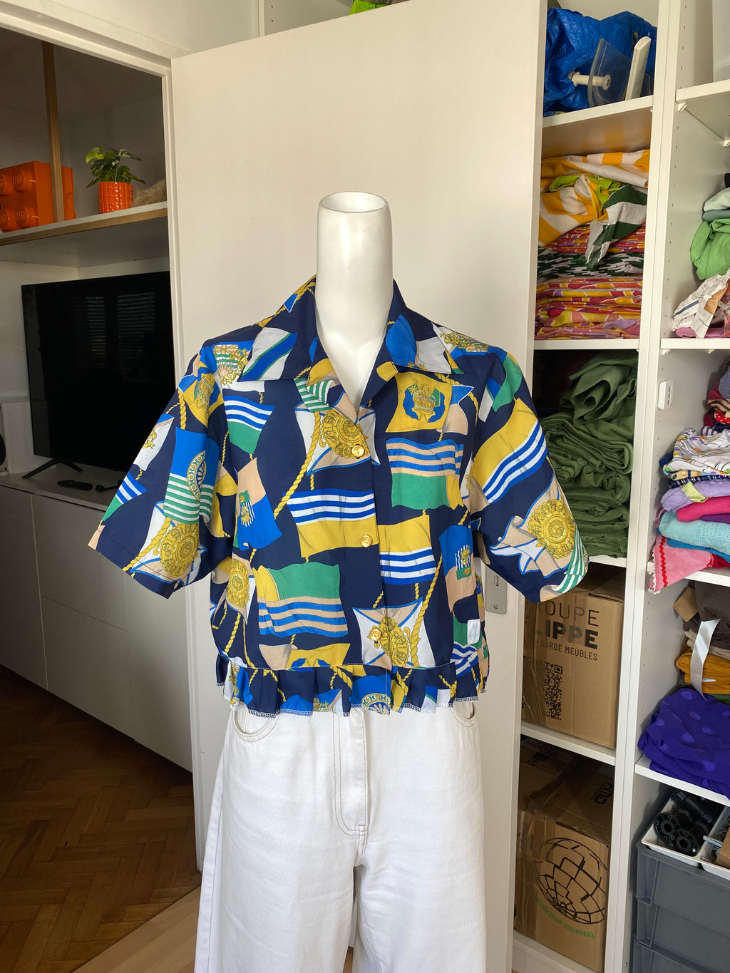 Froufrou • T. 34 à 40 • Chemise marine à motifs