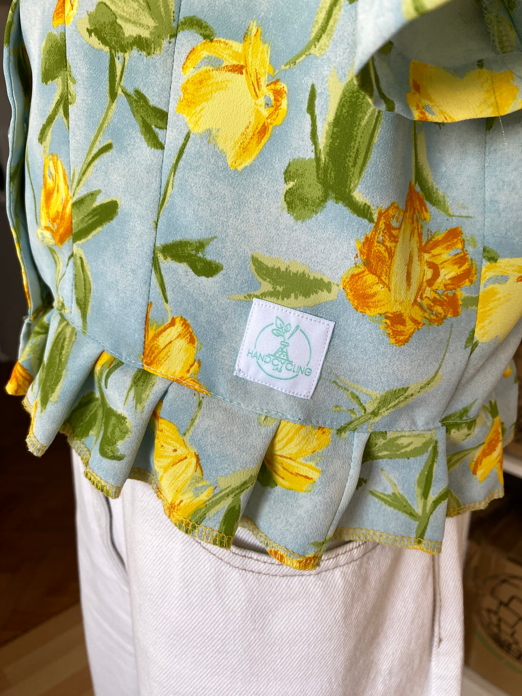 Froufrou • T. 34 à 38 • Chemise bleue fleurs jaune