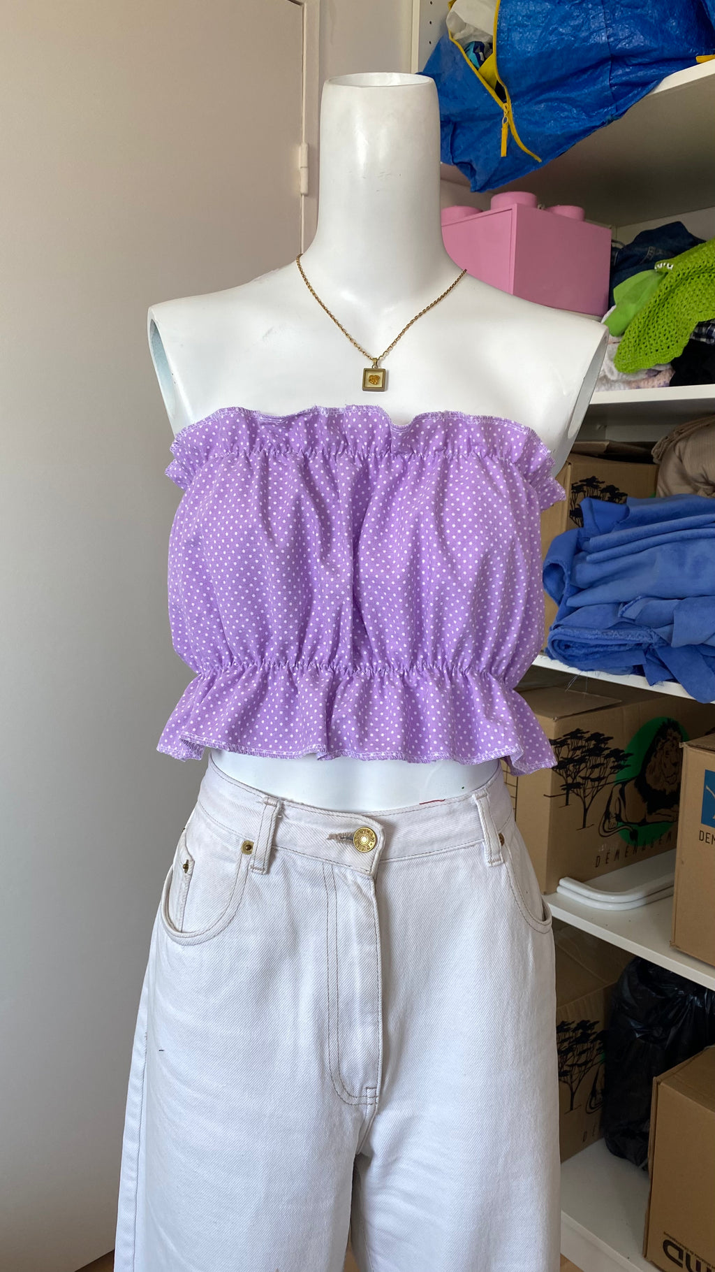 P'tis Ôh • T. M  • Bandeau lila à pois blanc