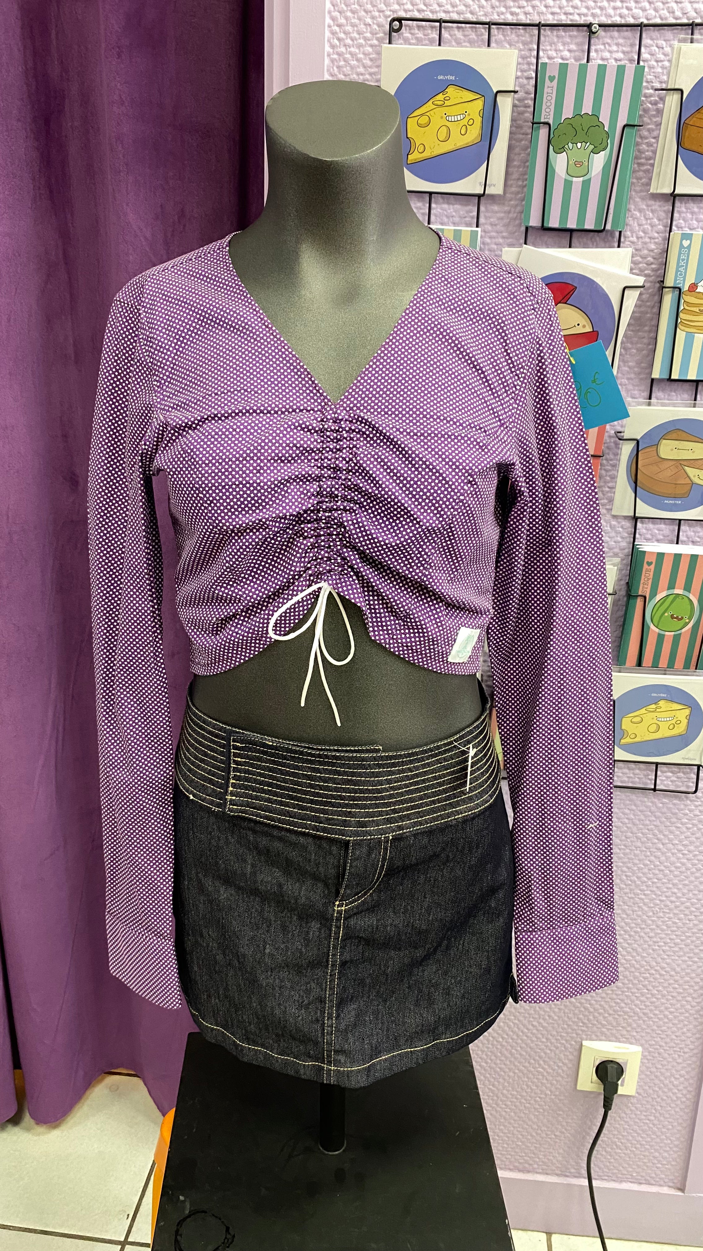 Monarque • T. 30 à 34 • Chemise papillon violette à motifs