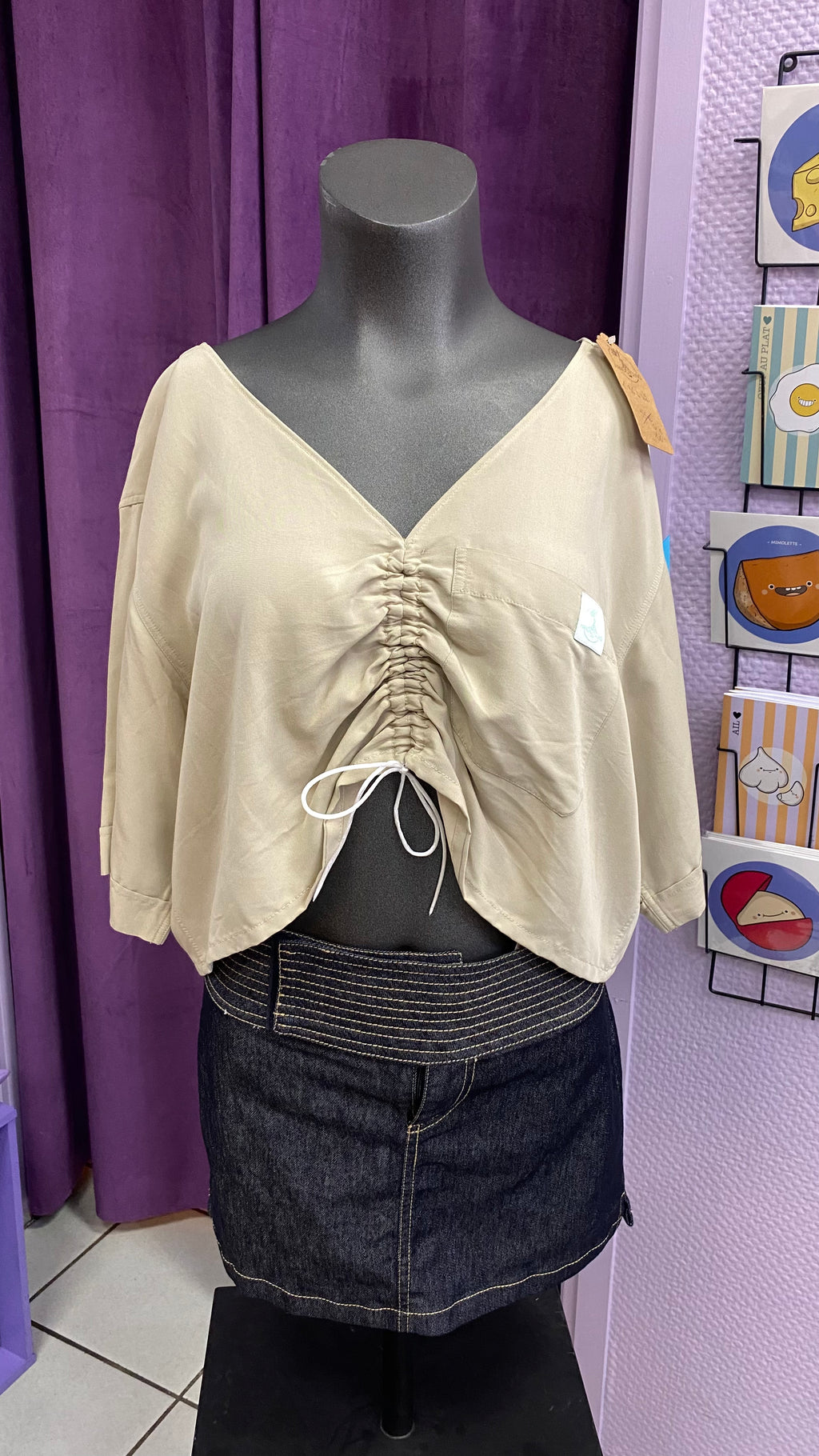 Monarque • T. 36 à 42 • Chemise papillon beige