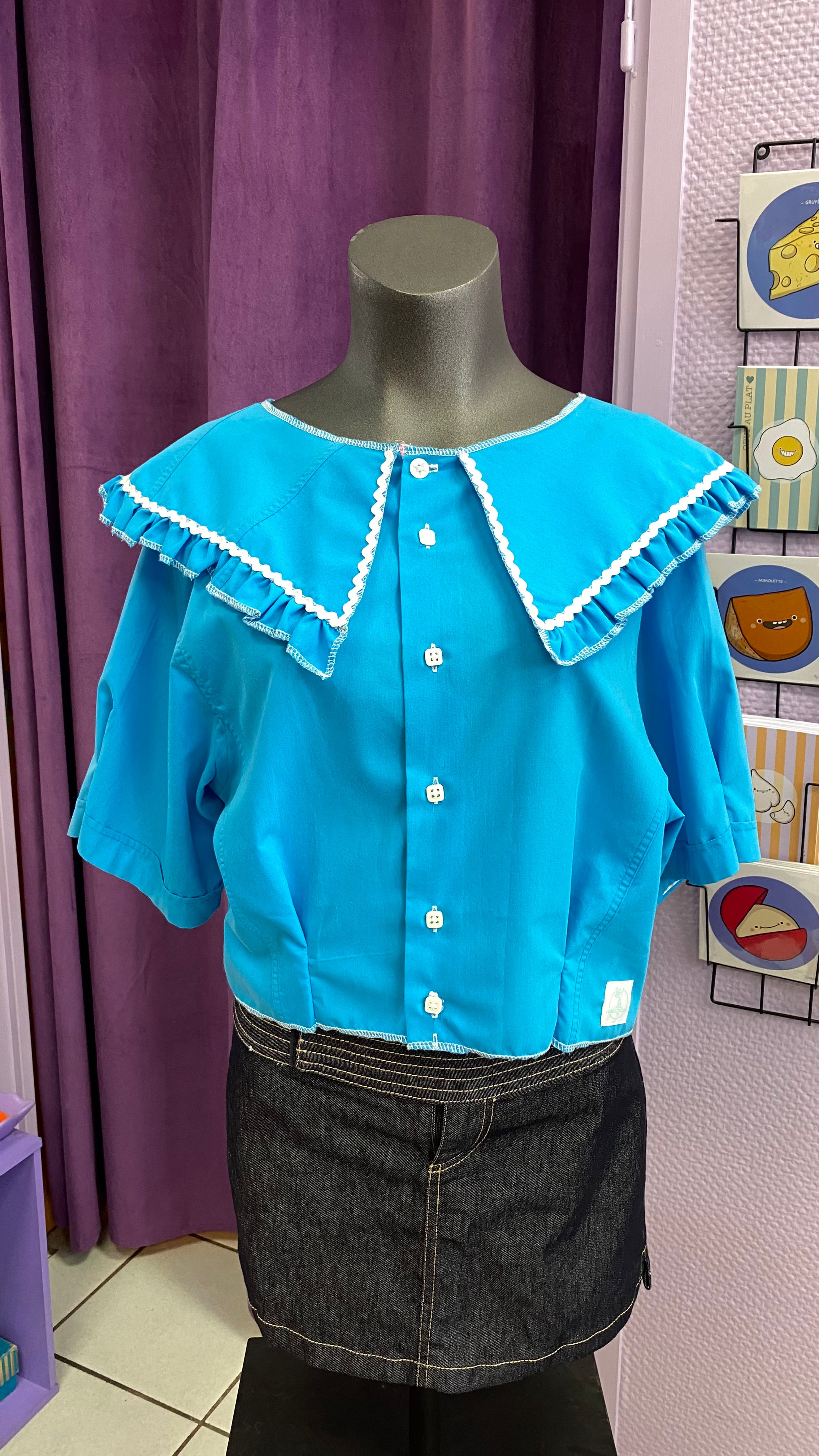 Sweaties • T.36 à 40 • Chemise grand col turquoise