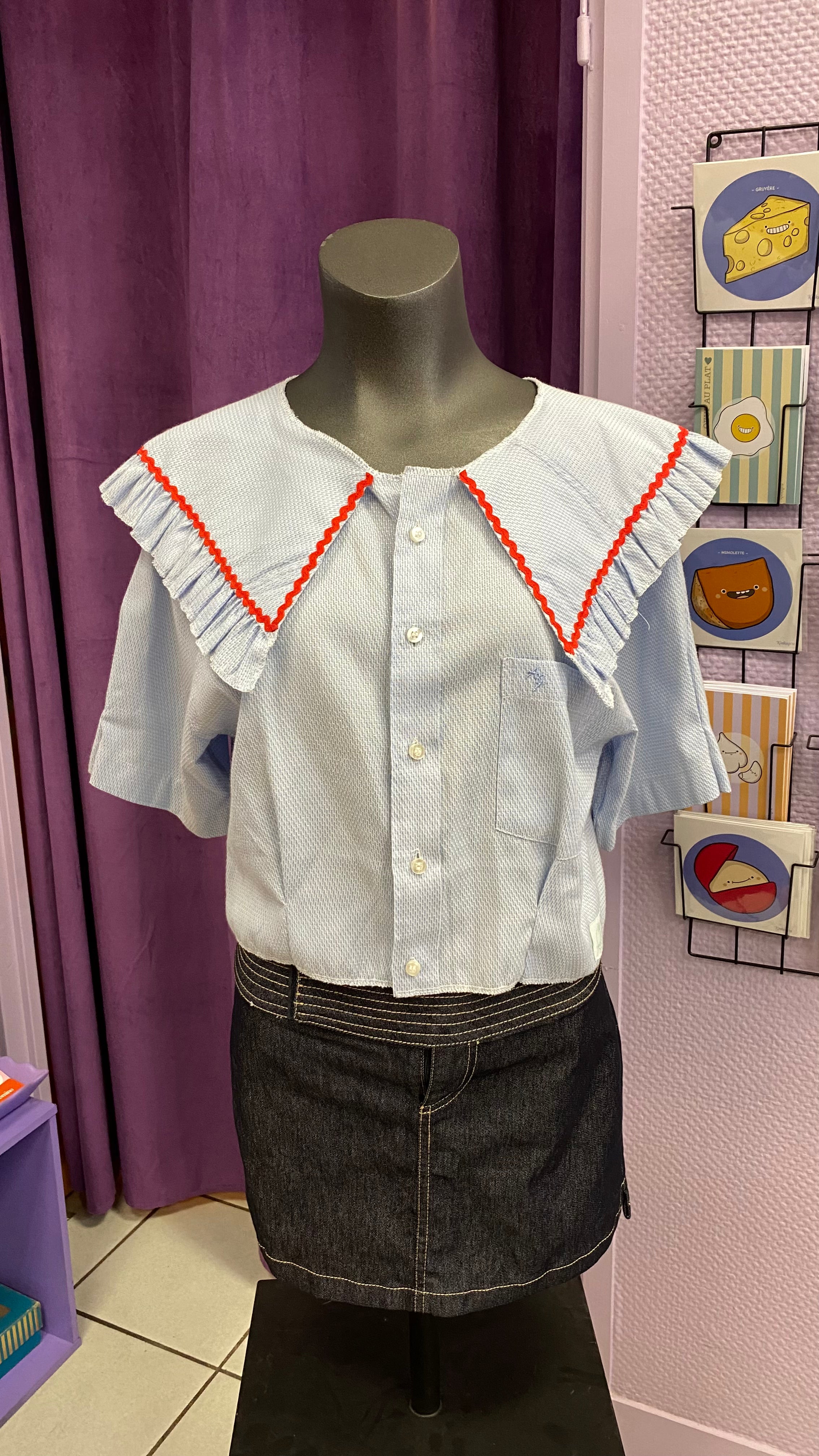 Sweaties • T.34 à 38 • Chemise grand col bleu ciel