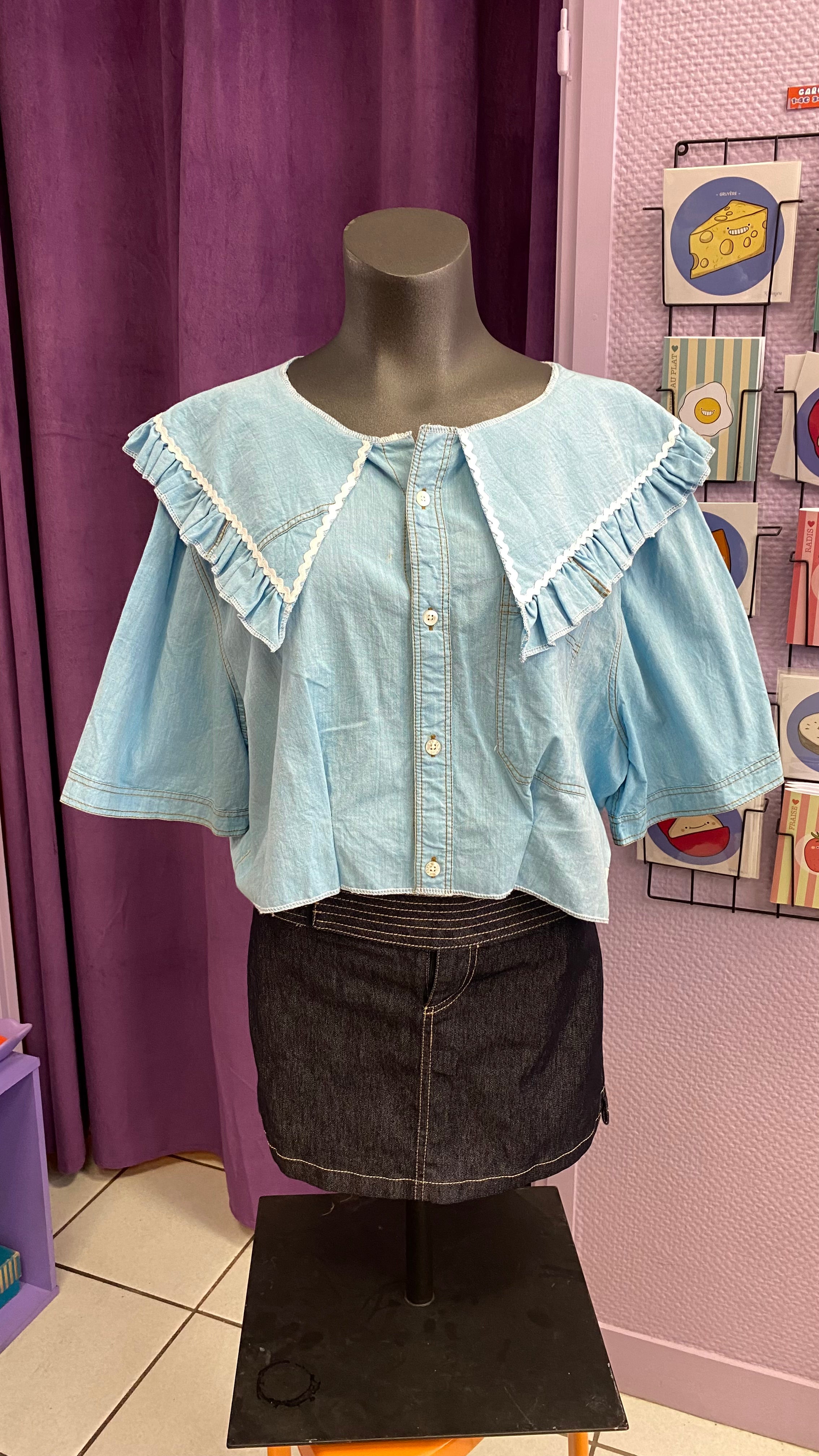 Sweaties • T.42 à 48 • Chemise grand col jeans clair