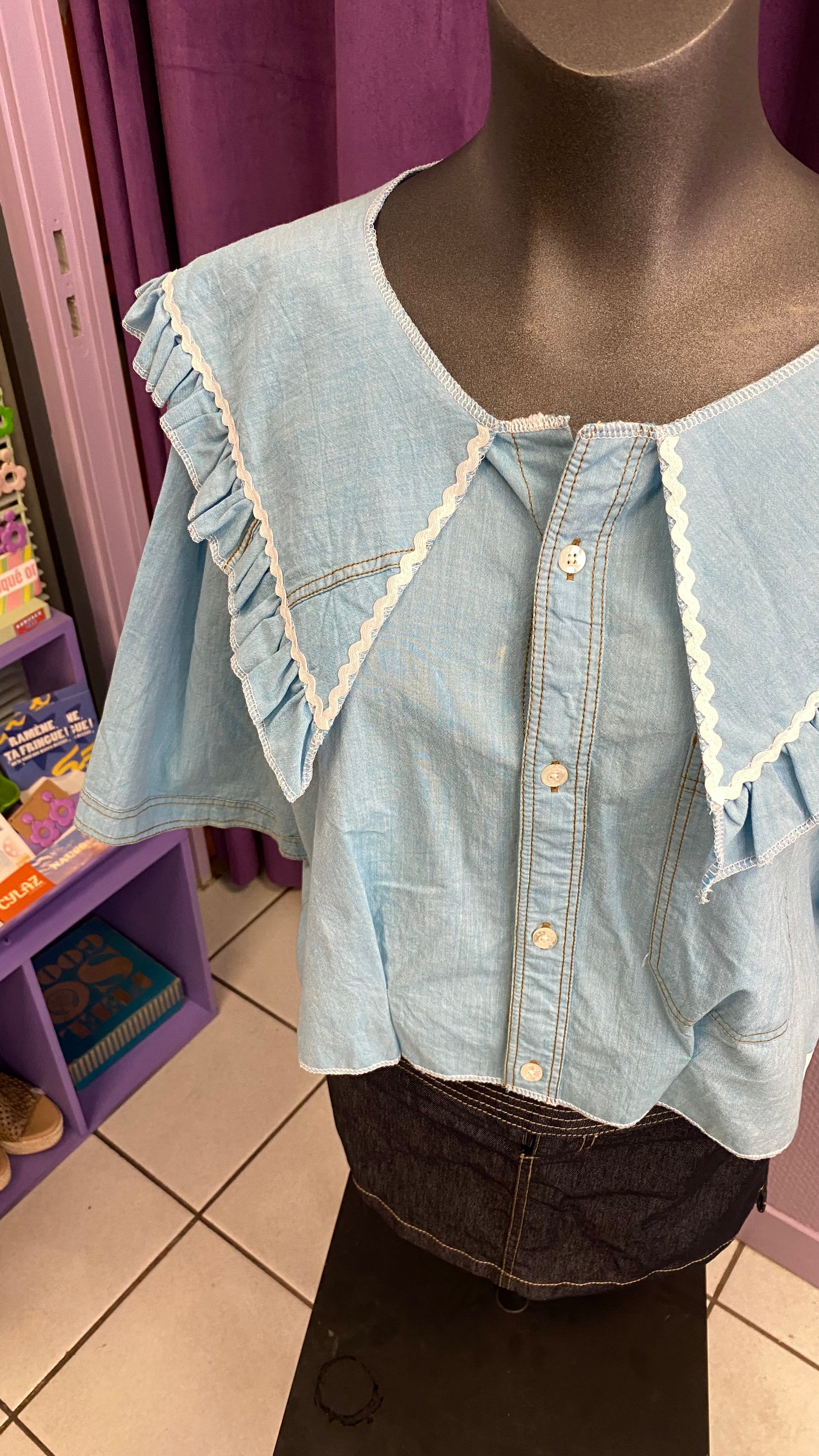Sweaties • T.42 à 48 • Chemise grand col jeans clair