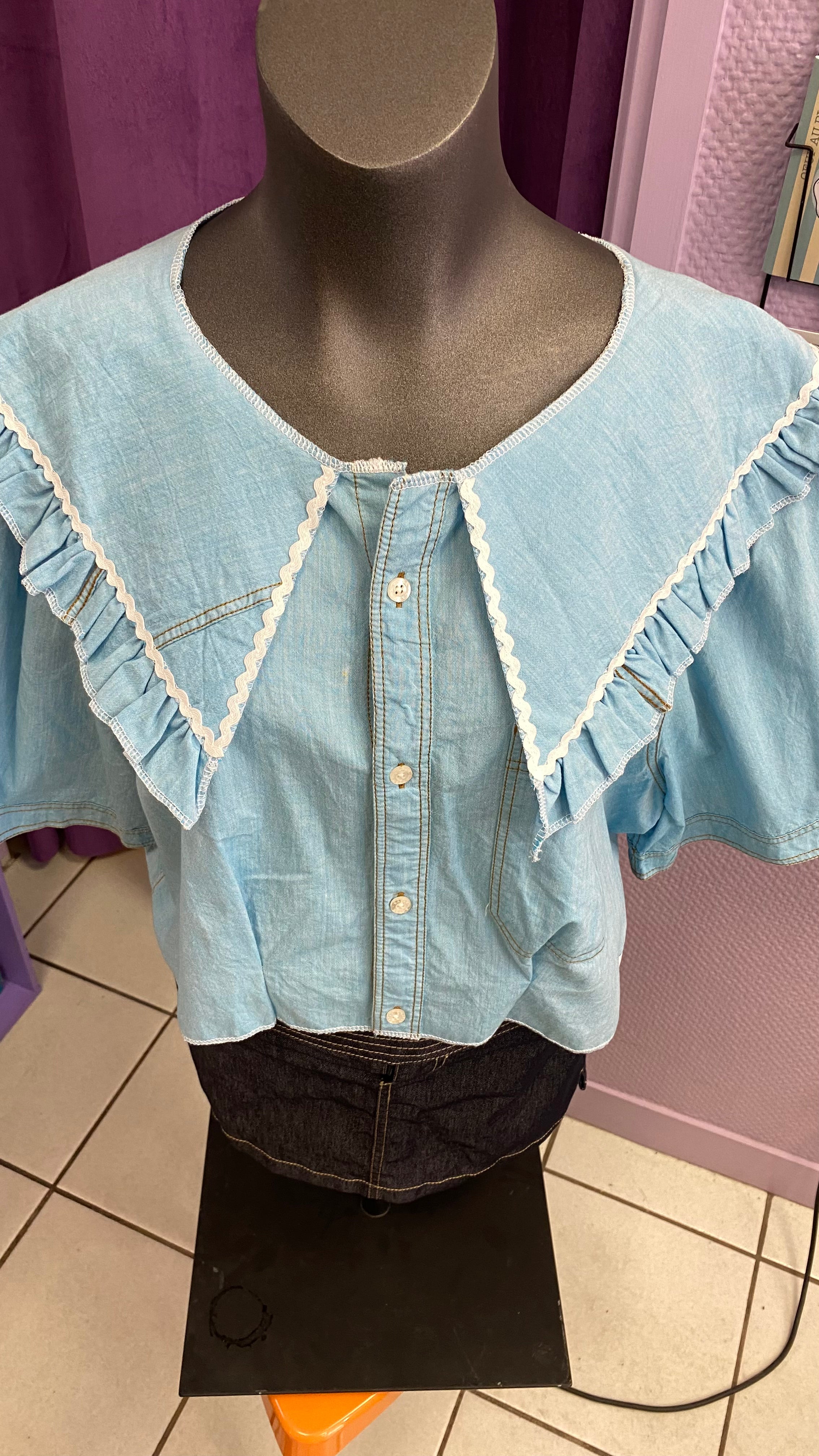 Sweaties • T.42 à 48 • Chemise grand col jeans clair