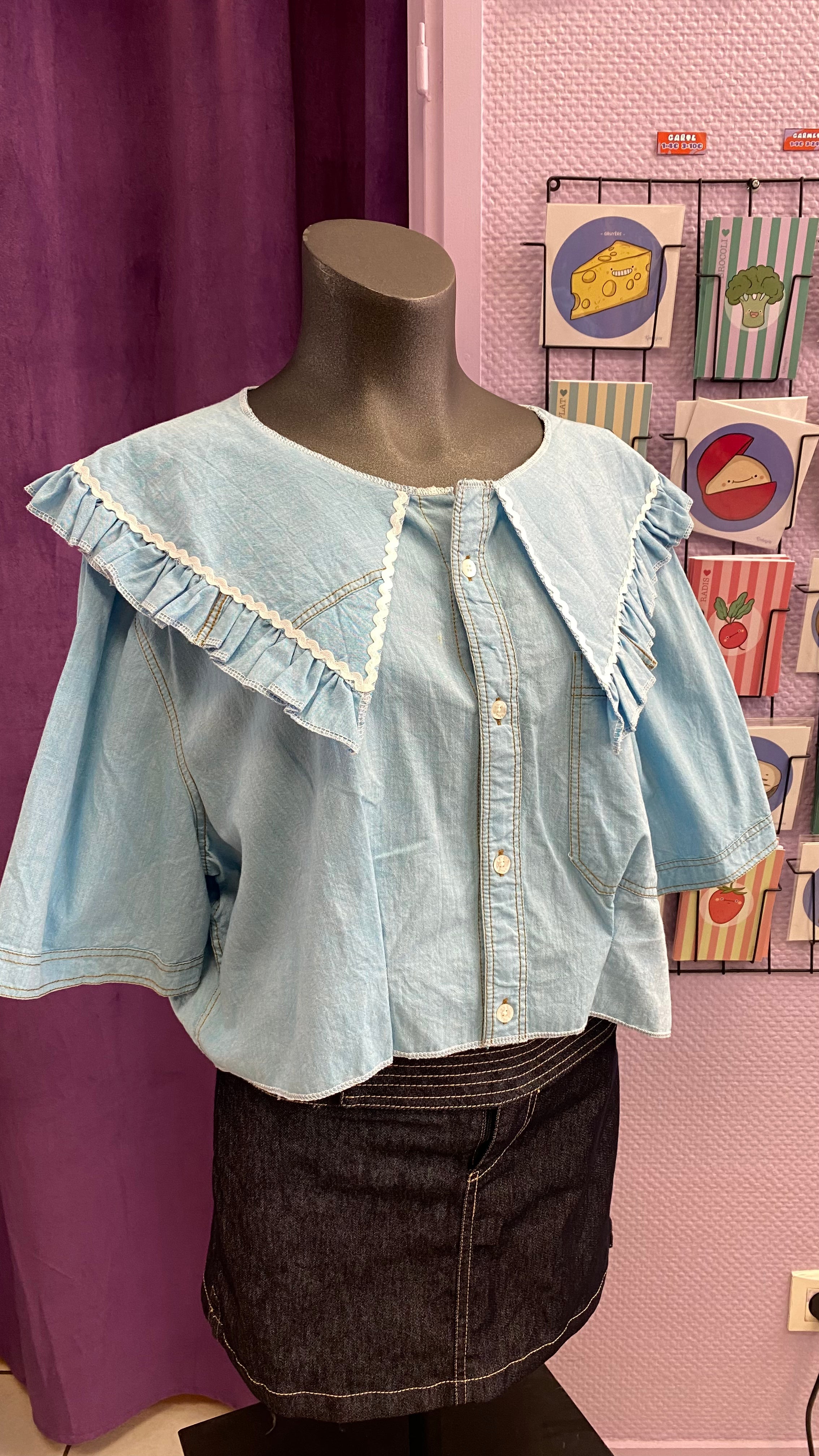 Sweaties • T.42 à 48 • Chemise grand col jeans clair