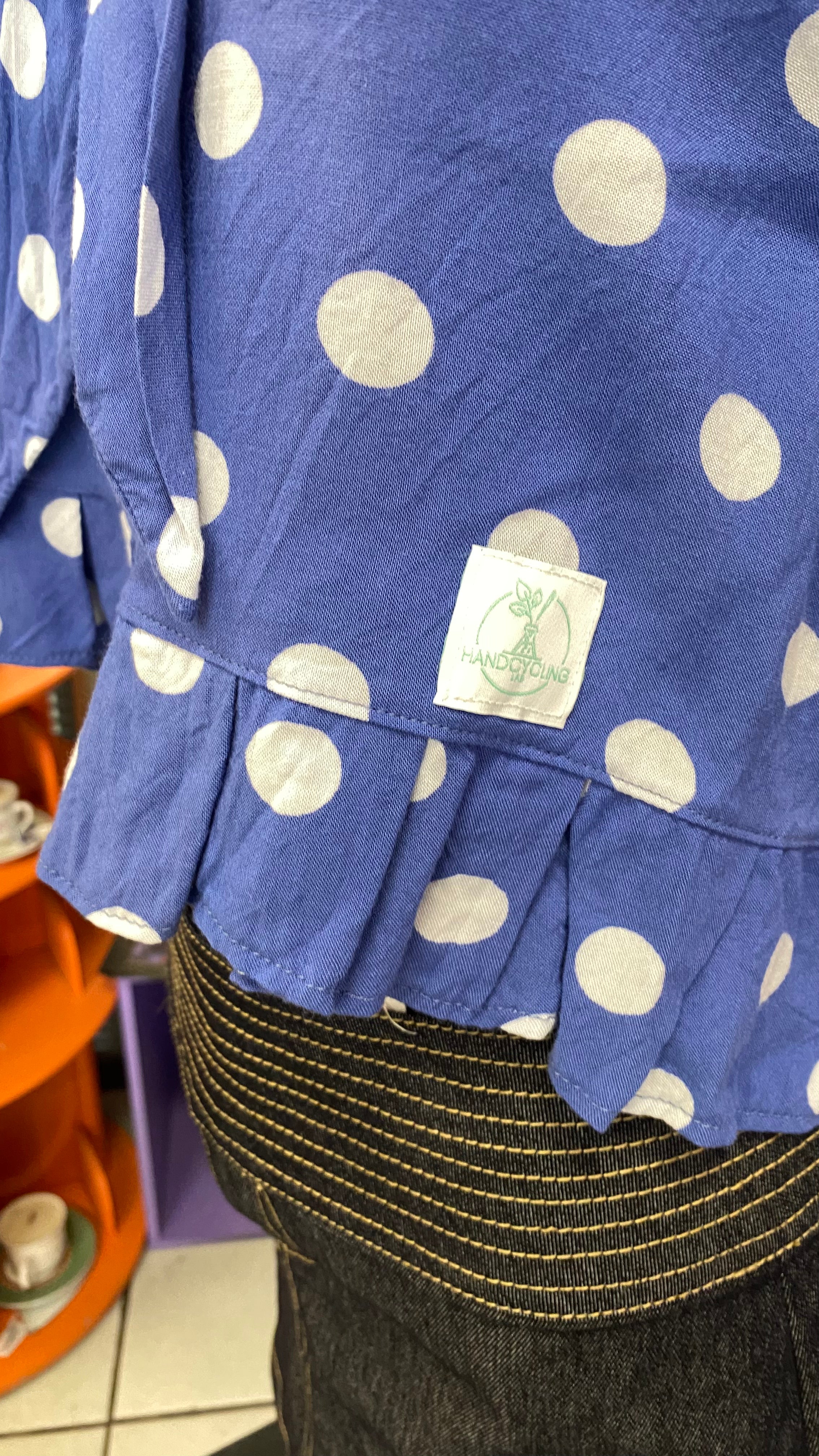 Froufrou • T.32 à 36 • Chemise crop top bleu à pois