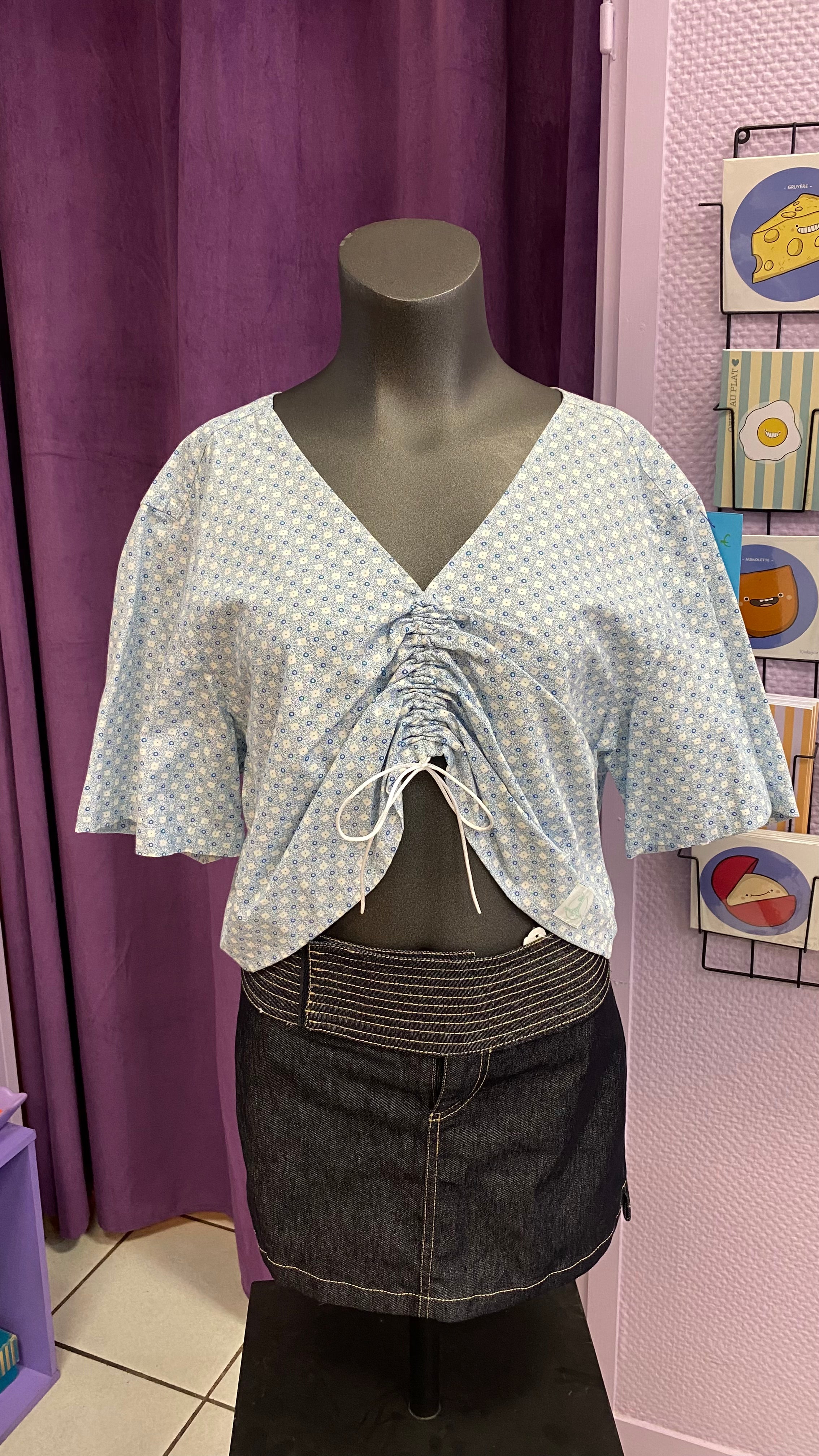Monarque • T. 38 à 42 • Chemise papillon motifs bleu
