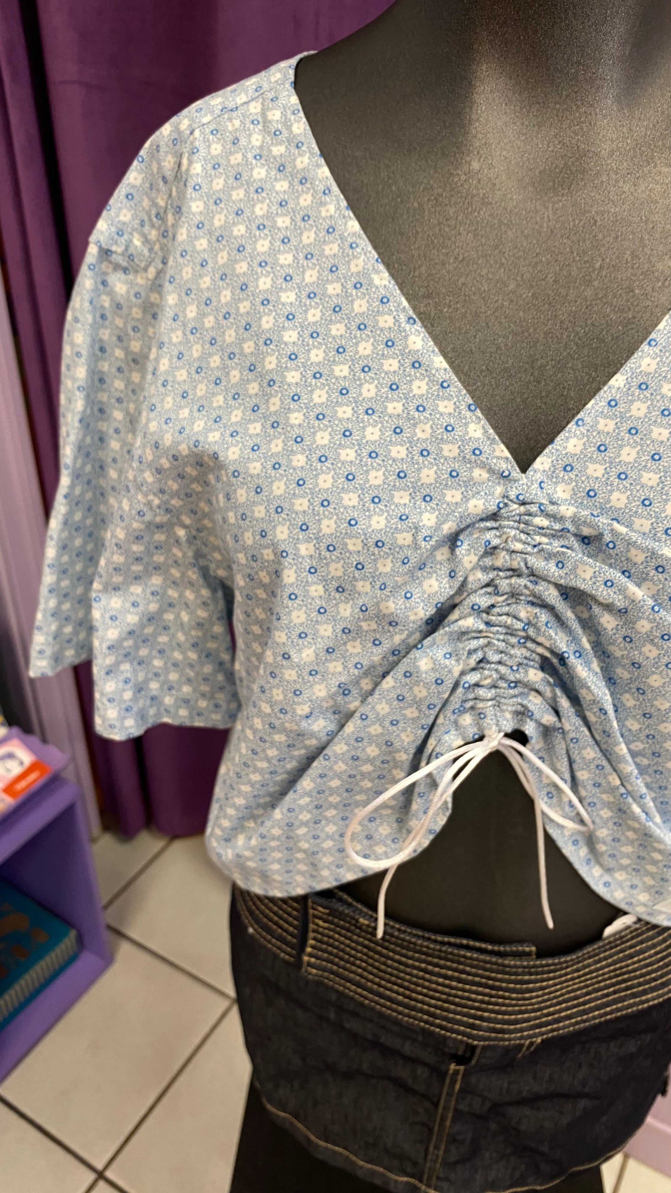 Monarque • T. 38 à 42 • Chemise papillon motifs bleu