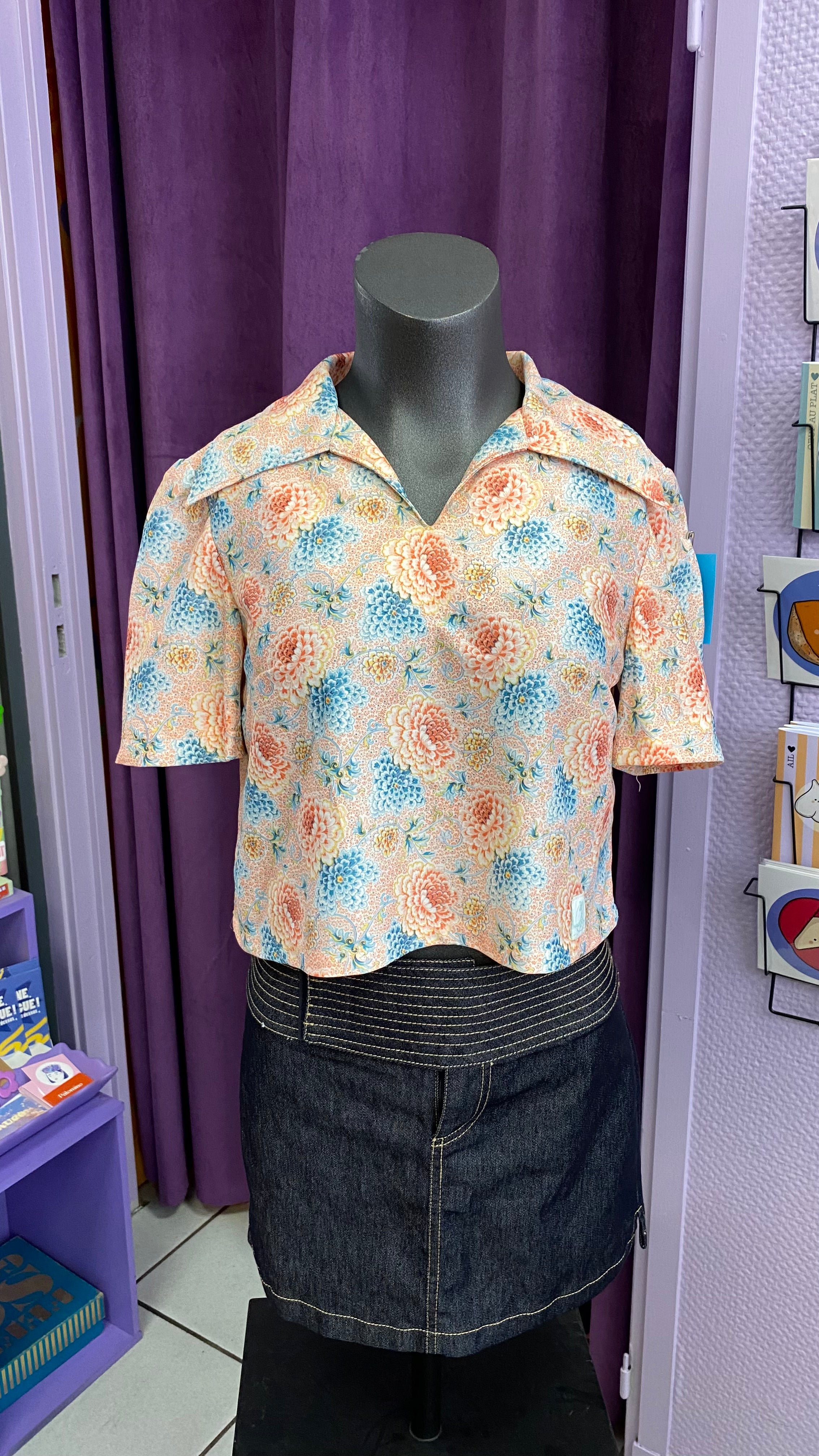 Cropped • T. 32 à 34 • Crop top 70s fleuri