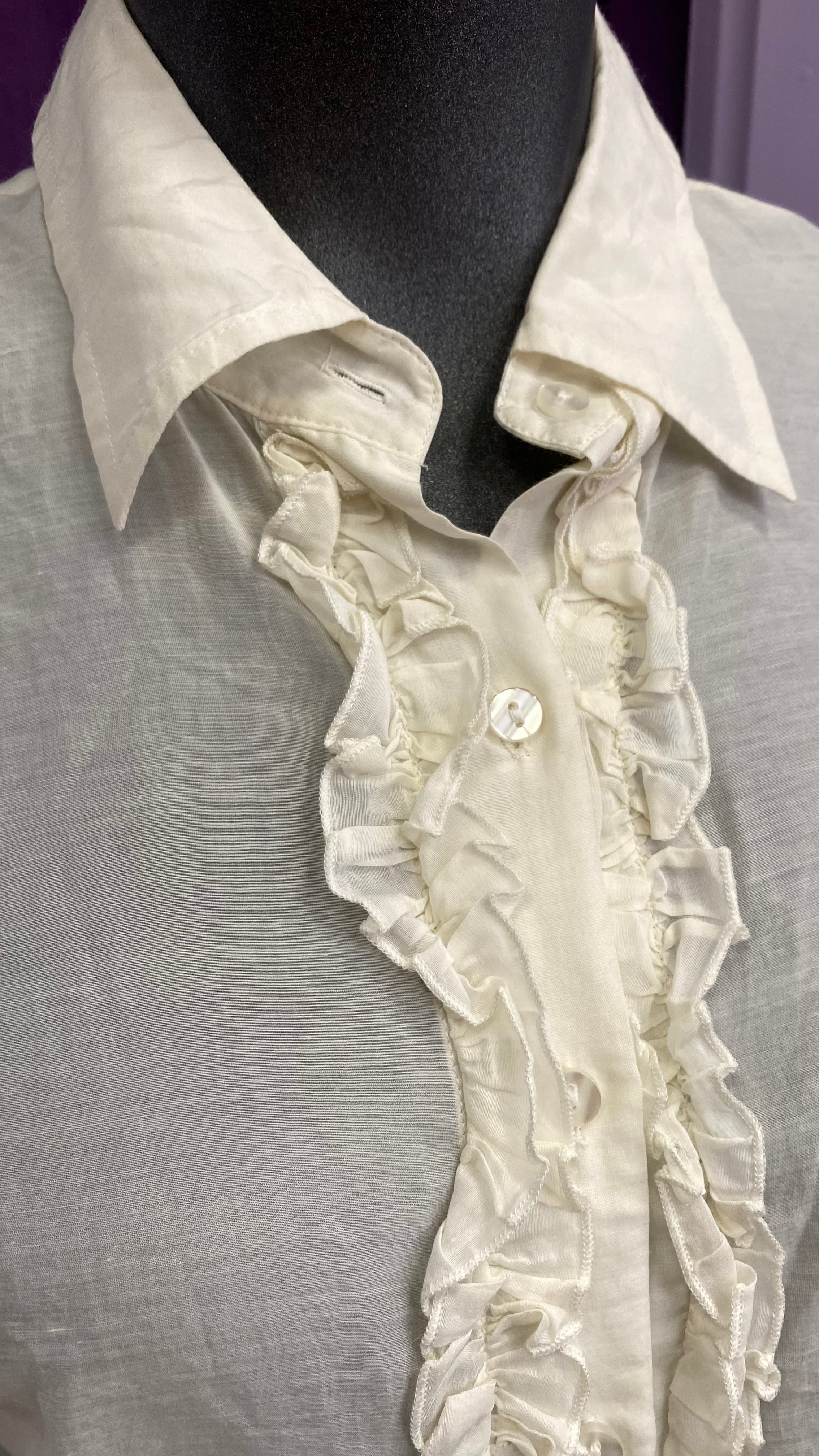 Cropped • T. 32 à 36 • Chemise voilage crème à froufrou
