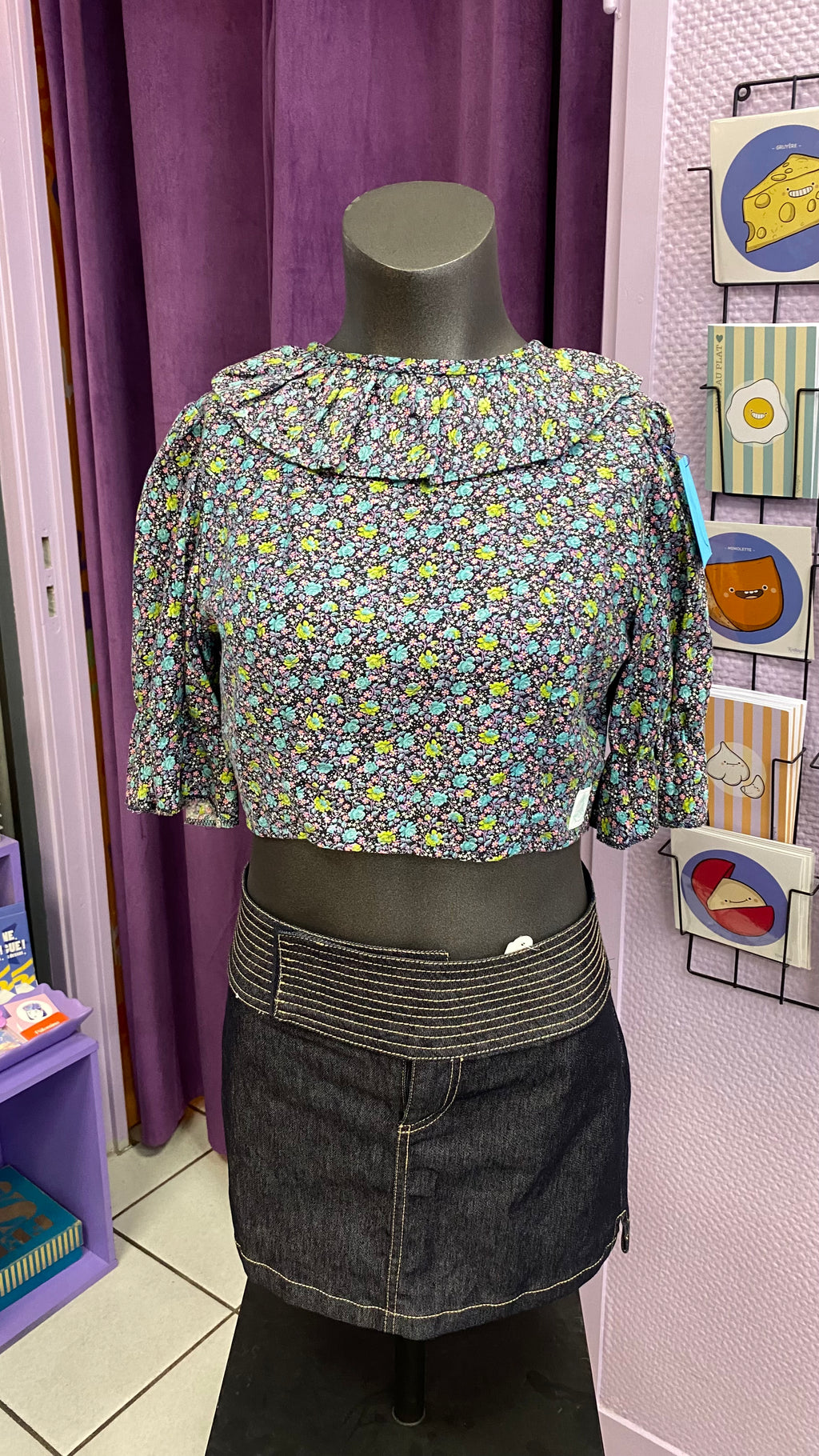 Cropped • T. 34 à 36 • Top dos nu liberty bleu marine