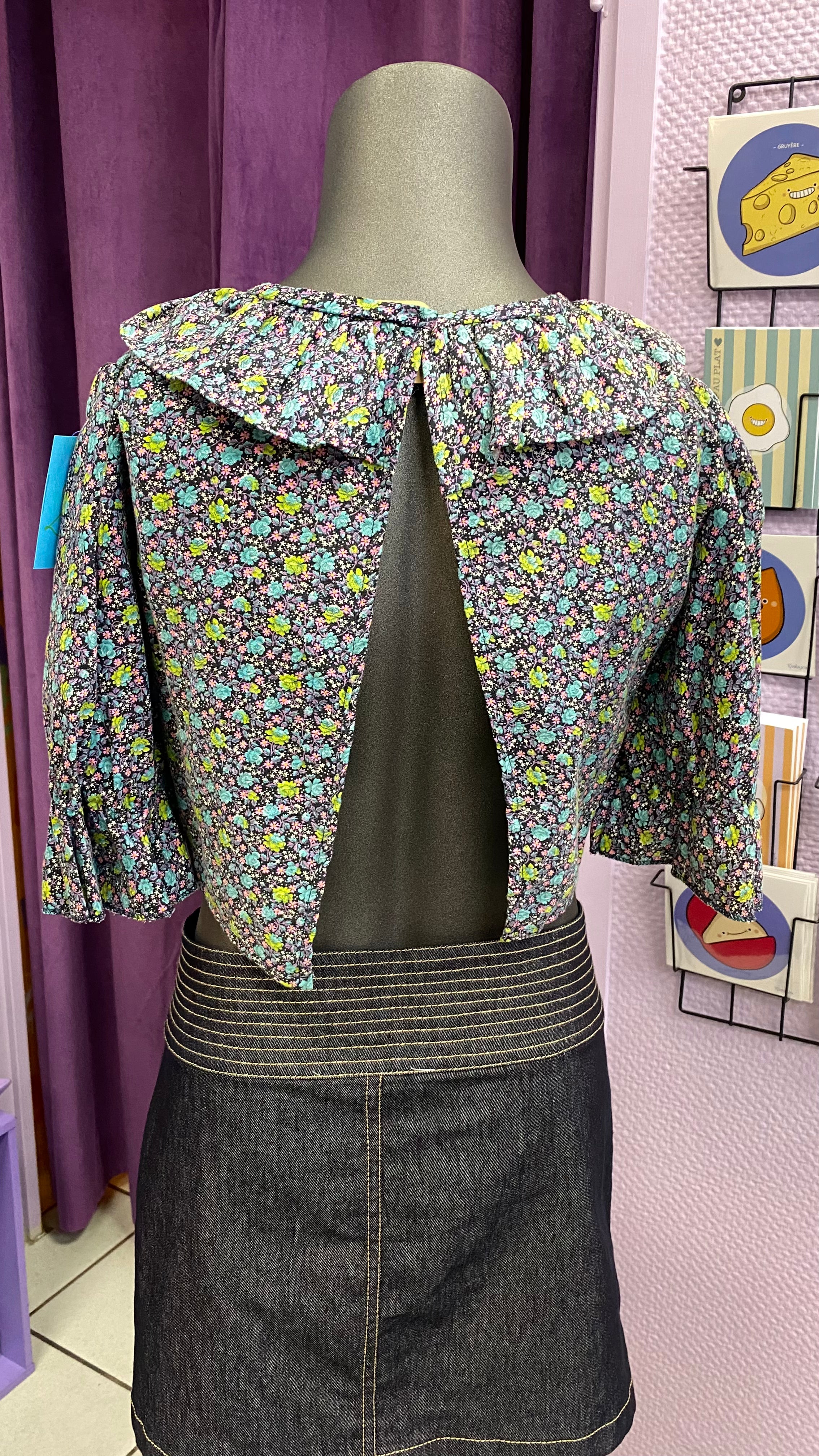 Cropped • T. 34 à 36 • Top dos nu liberty bleu marine