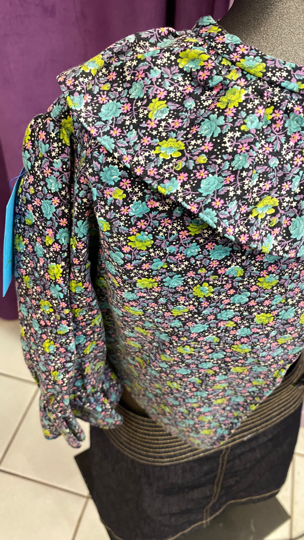 Cropped • T. 34 à 36 • Top dos nu liberty bleu marine