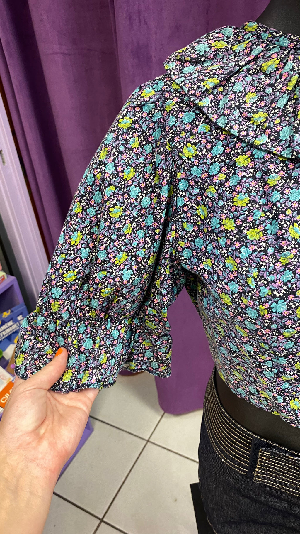 Cropped • T. 34 à 36 • Top dos nu liberty bleu marine