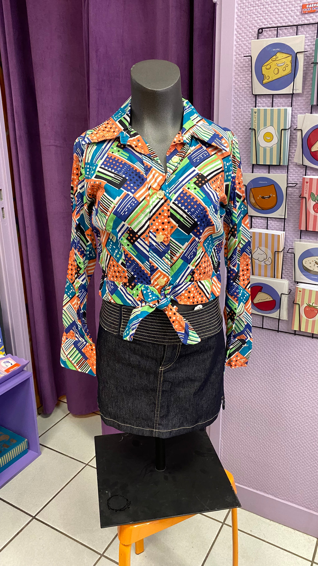 Cropped • T. 34 à 36 • Chemise 70s à nouer