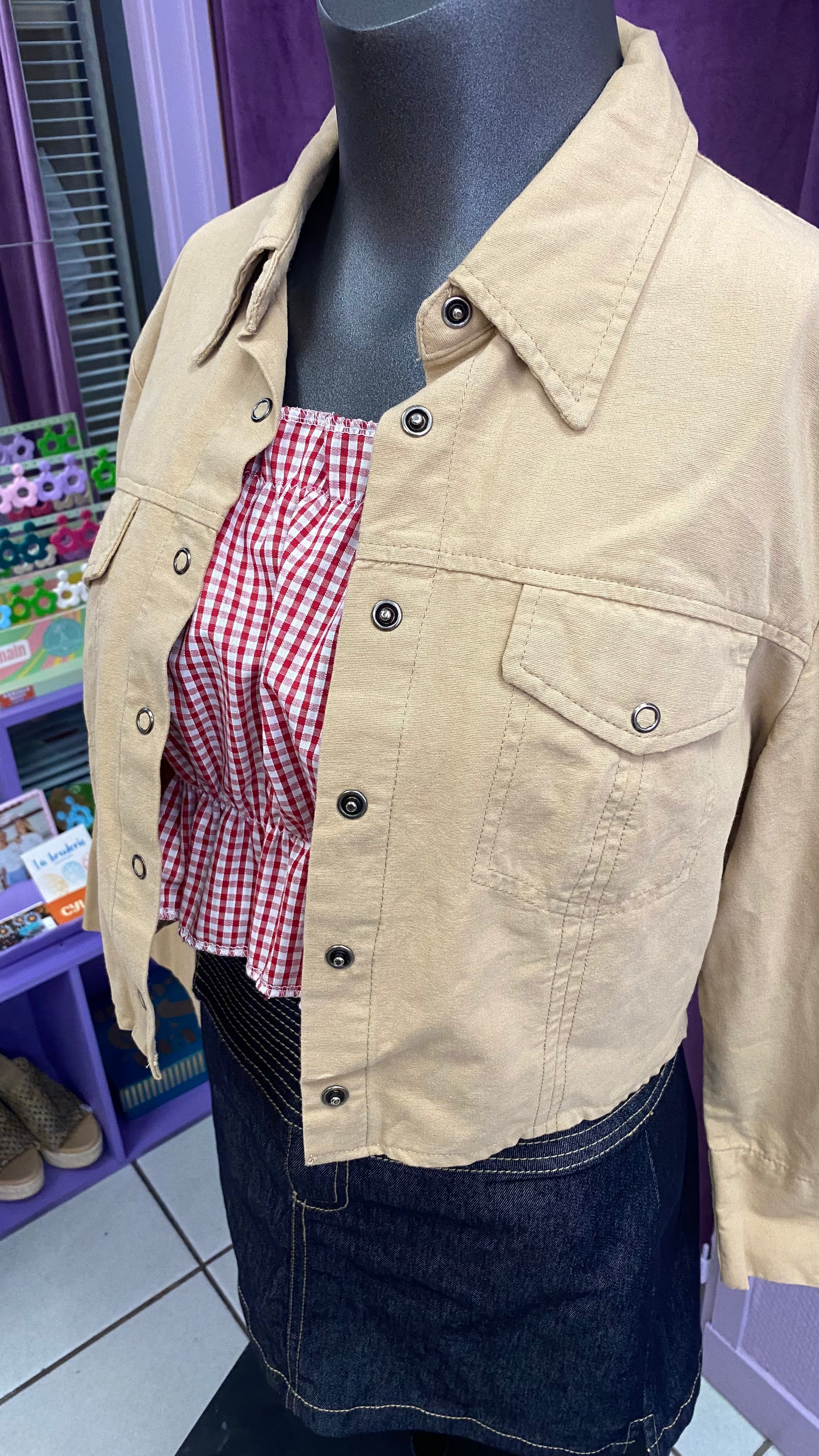 Cropped Jacket • T. 32 à 36 • Surchemise veste courte beige