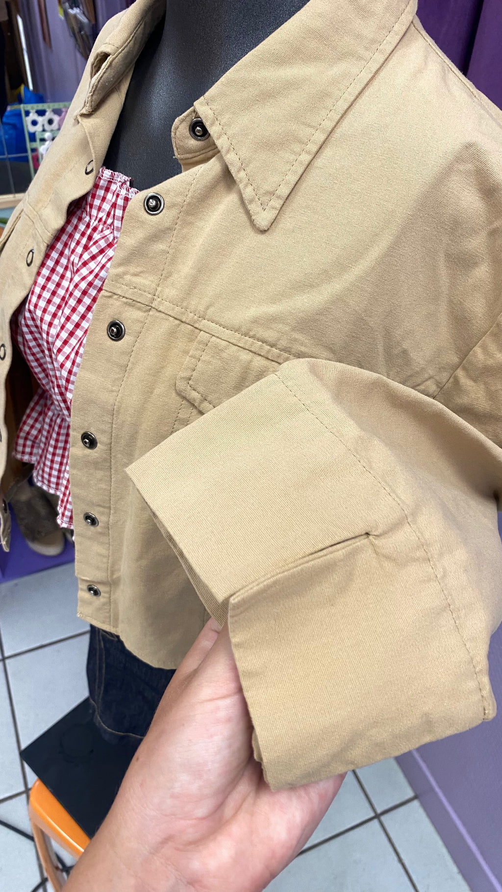 Cropped Jacket • T. 32 à 36 • Surchemise veste courte beige