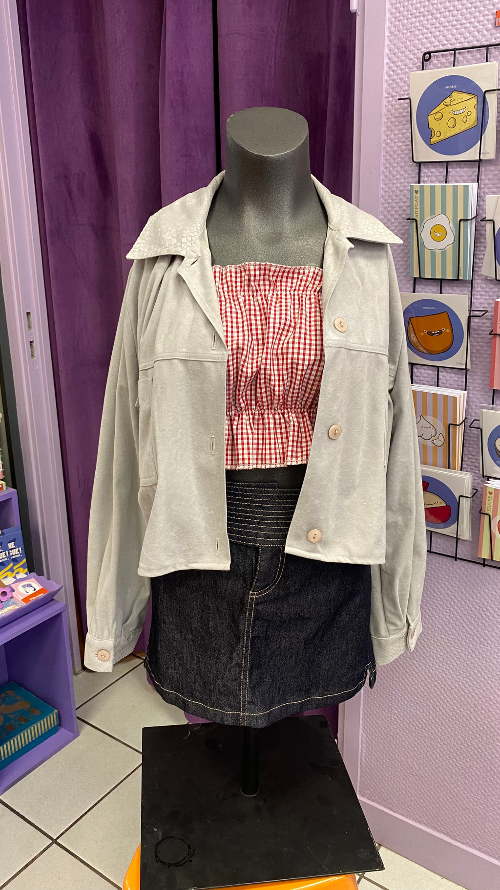 Cropped Jacket • T.34 à 40 • Veste courte gris douce
