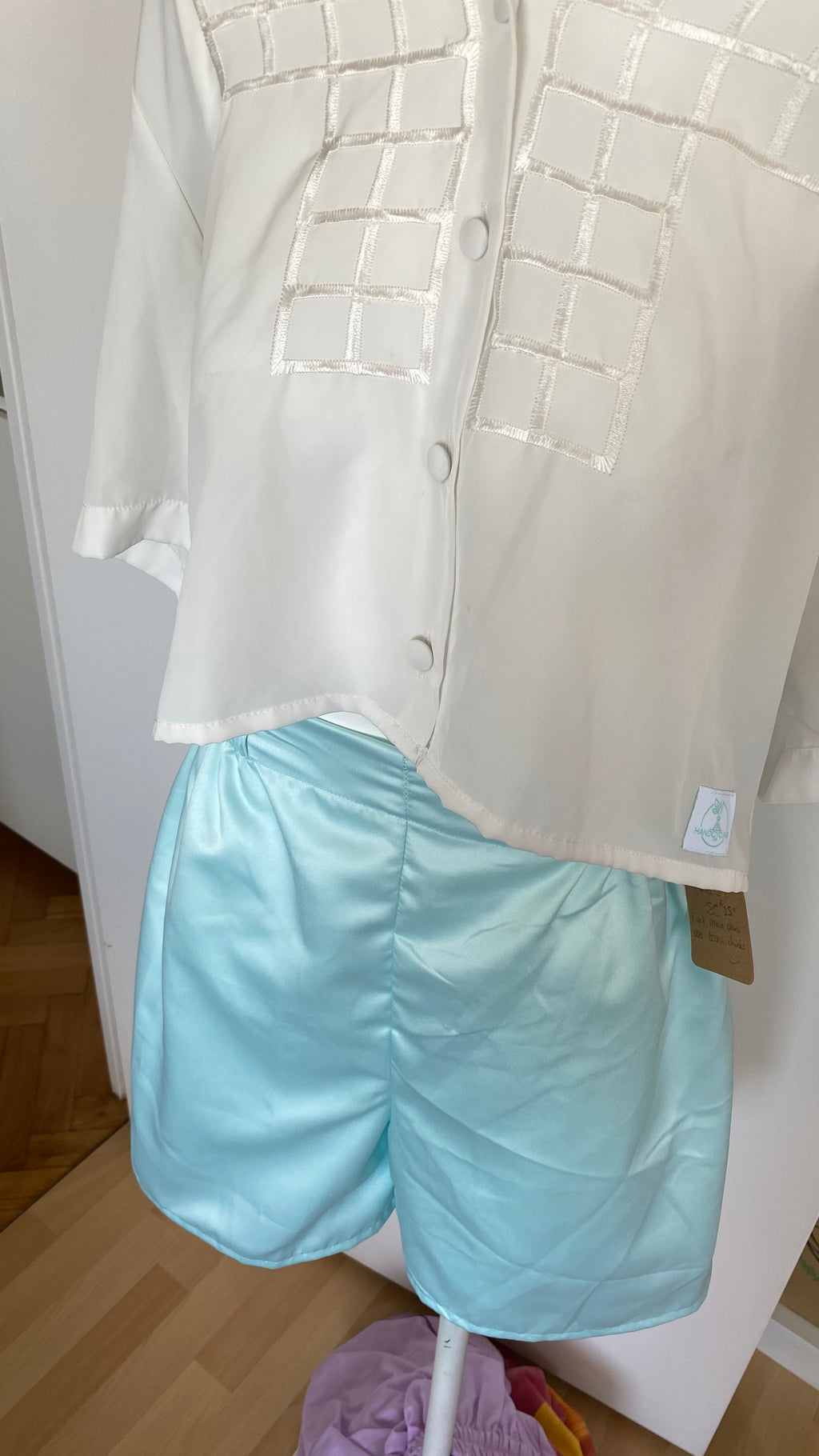 Short • T.S • Short upcyclé satin bleu très clair