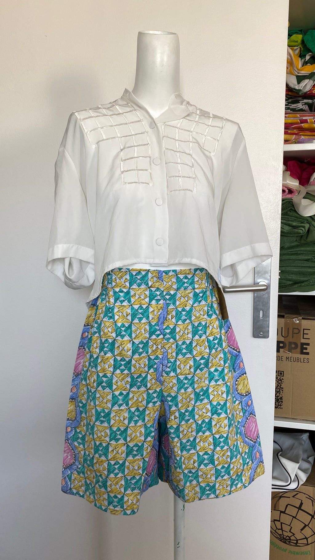Short • T.S • Short upcyclé à motifs losanges